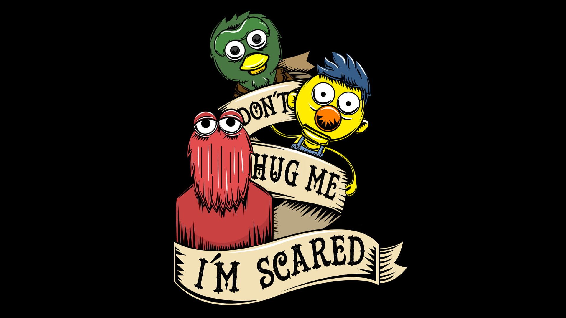 1920x1080 Don't Hug Me i'm Scared poster, quote HD wallpaper