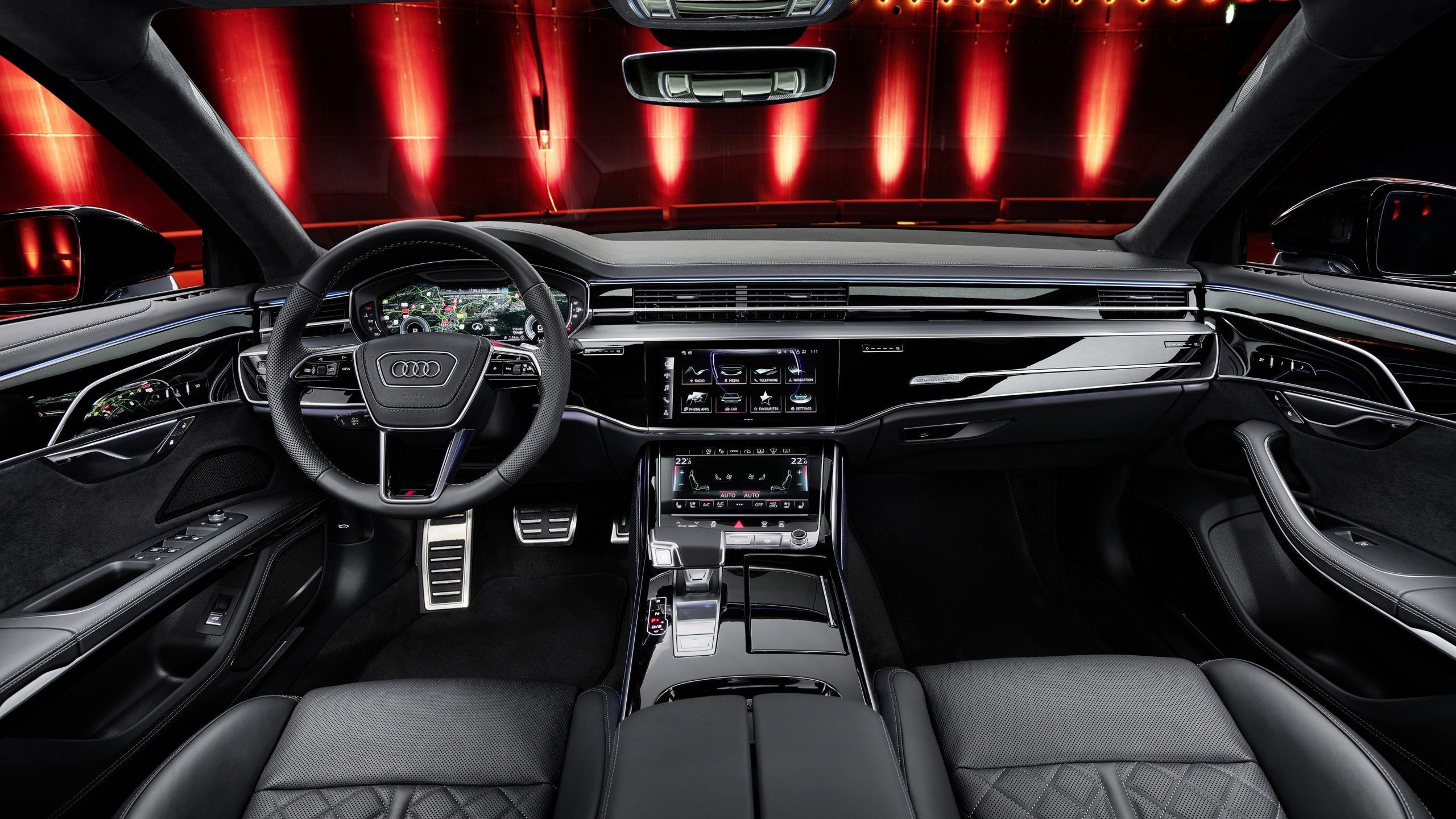 2560x1440 Audi A8 quattro S line 2021 4K Interior Wallpaper Car Wallpaper