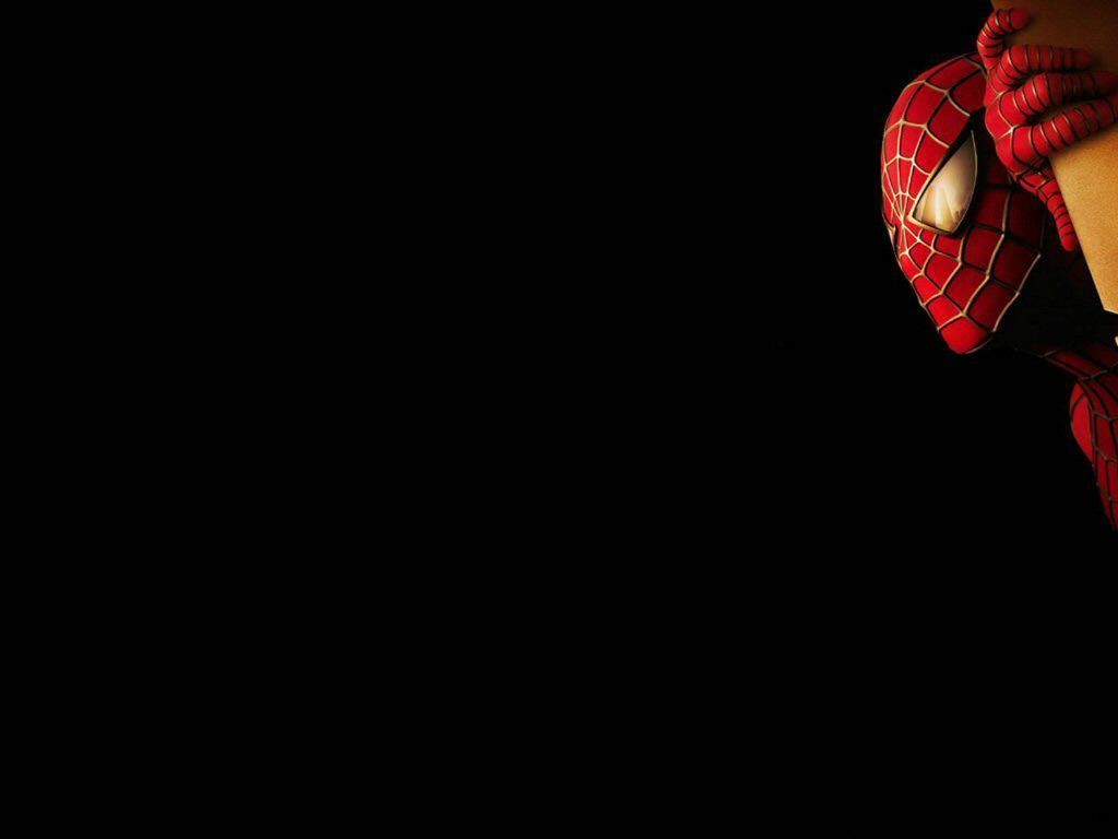 1024x768 Spider Man Face Black Wallpaper