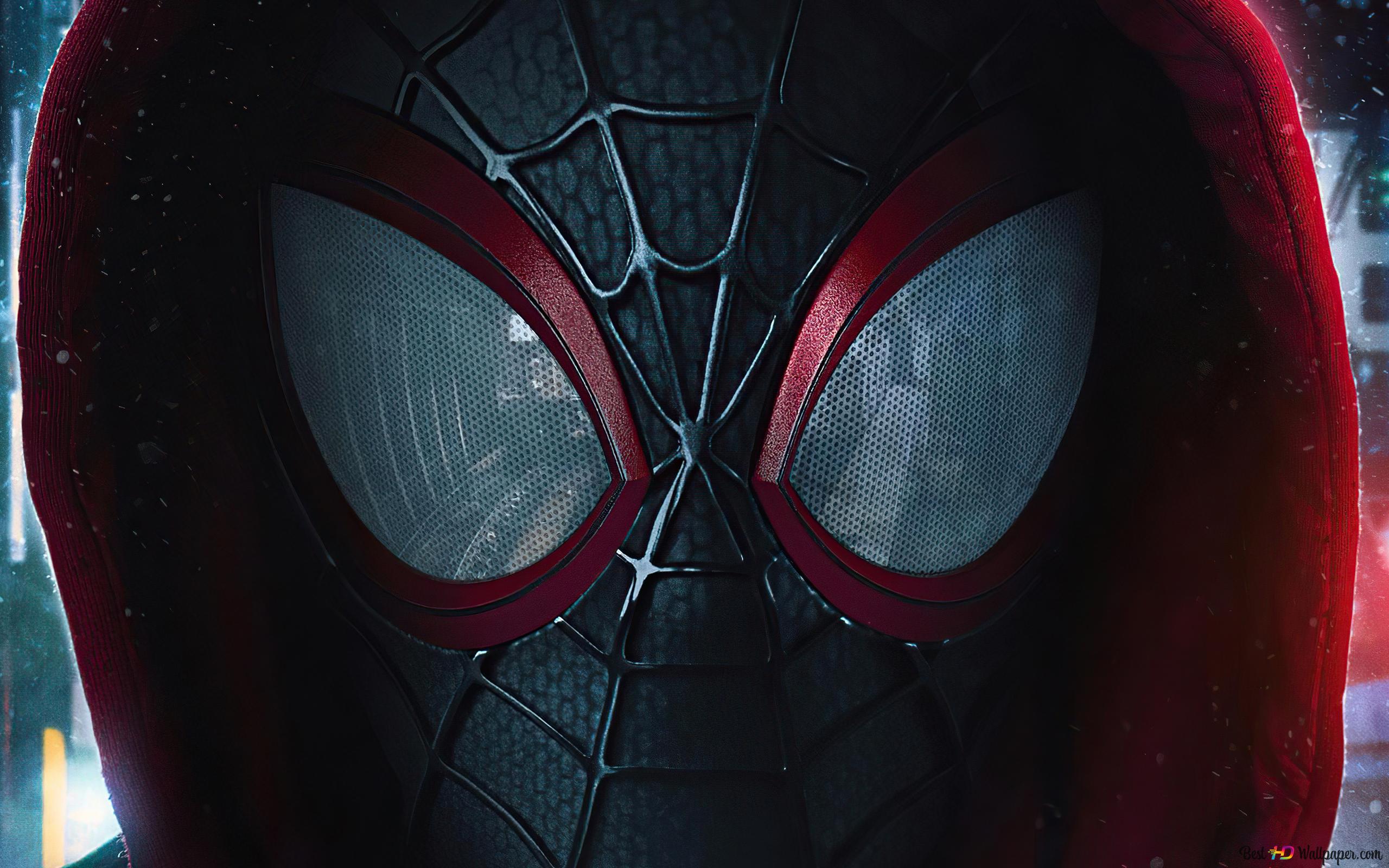 2560x1600 Spider Mn Miles Morales:Black Spidy Face 4K wallpaper download