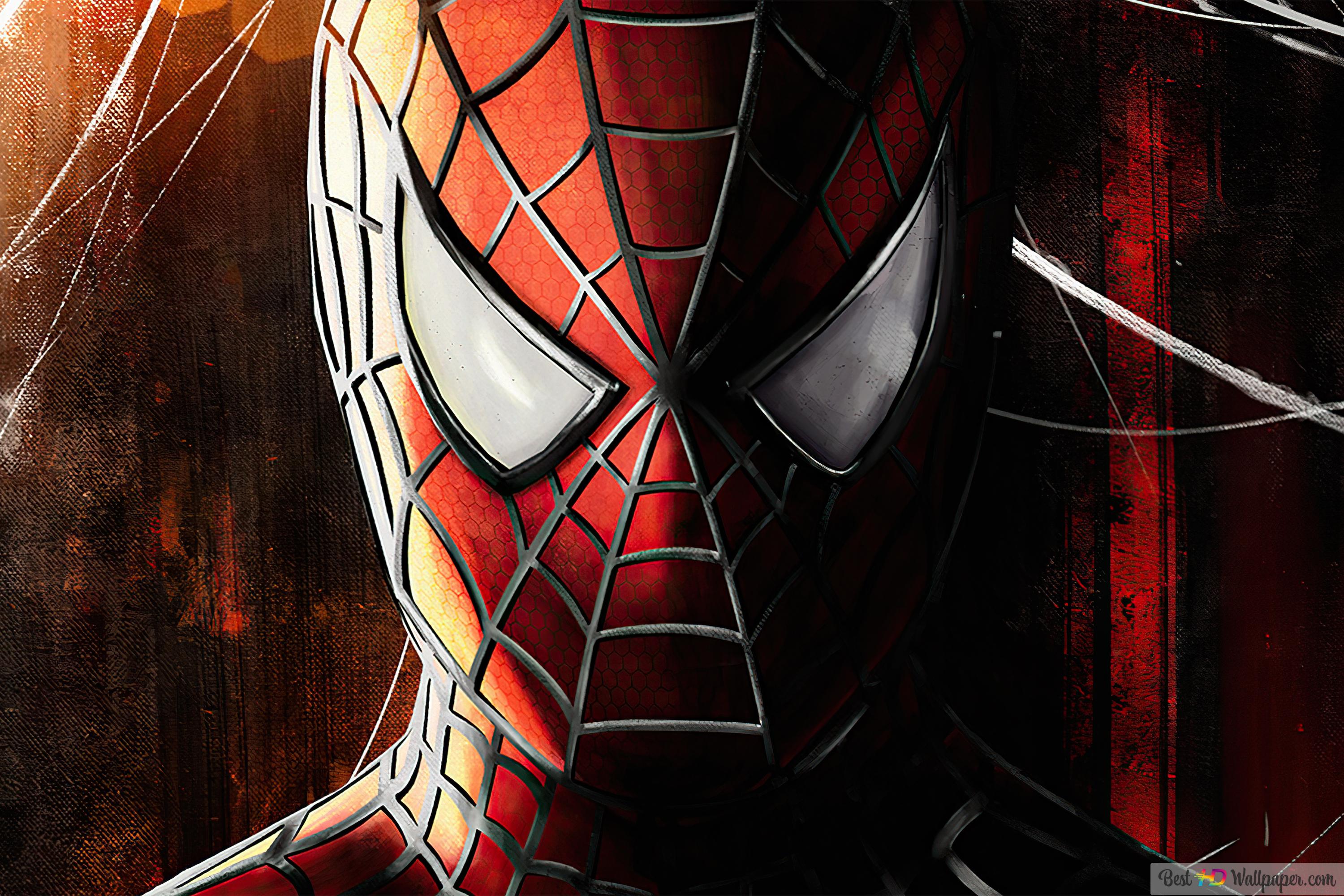 3000x2000 Spider Man Face over grunge background 4K wallpaper download