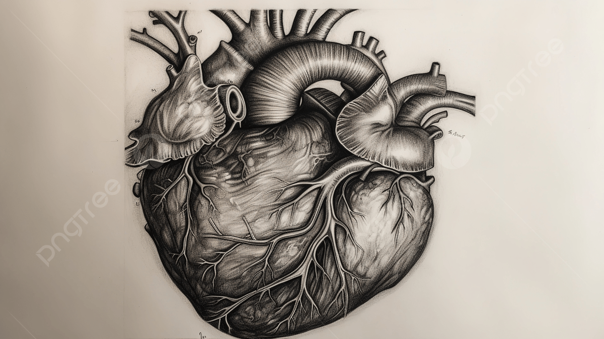 1200x673 Black And White Drawing Of A Human Heart Background, A Picture Of A Heart Drawing Background Image And Wallpaper for Free Download