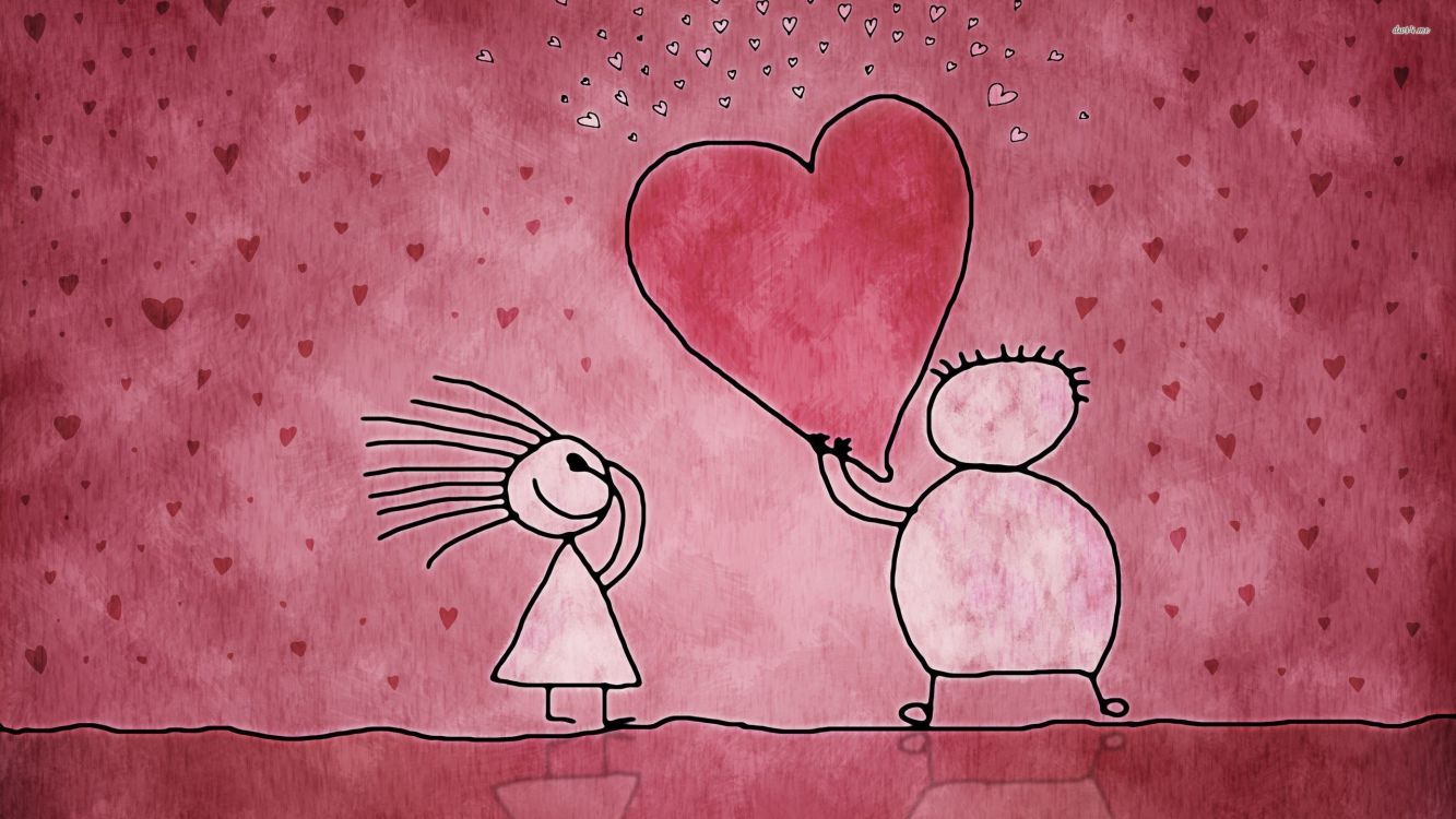 1333x750 Wallpaper Heart, Drawing, Emotion, Love, Valentines Day, Background Free Image
