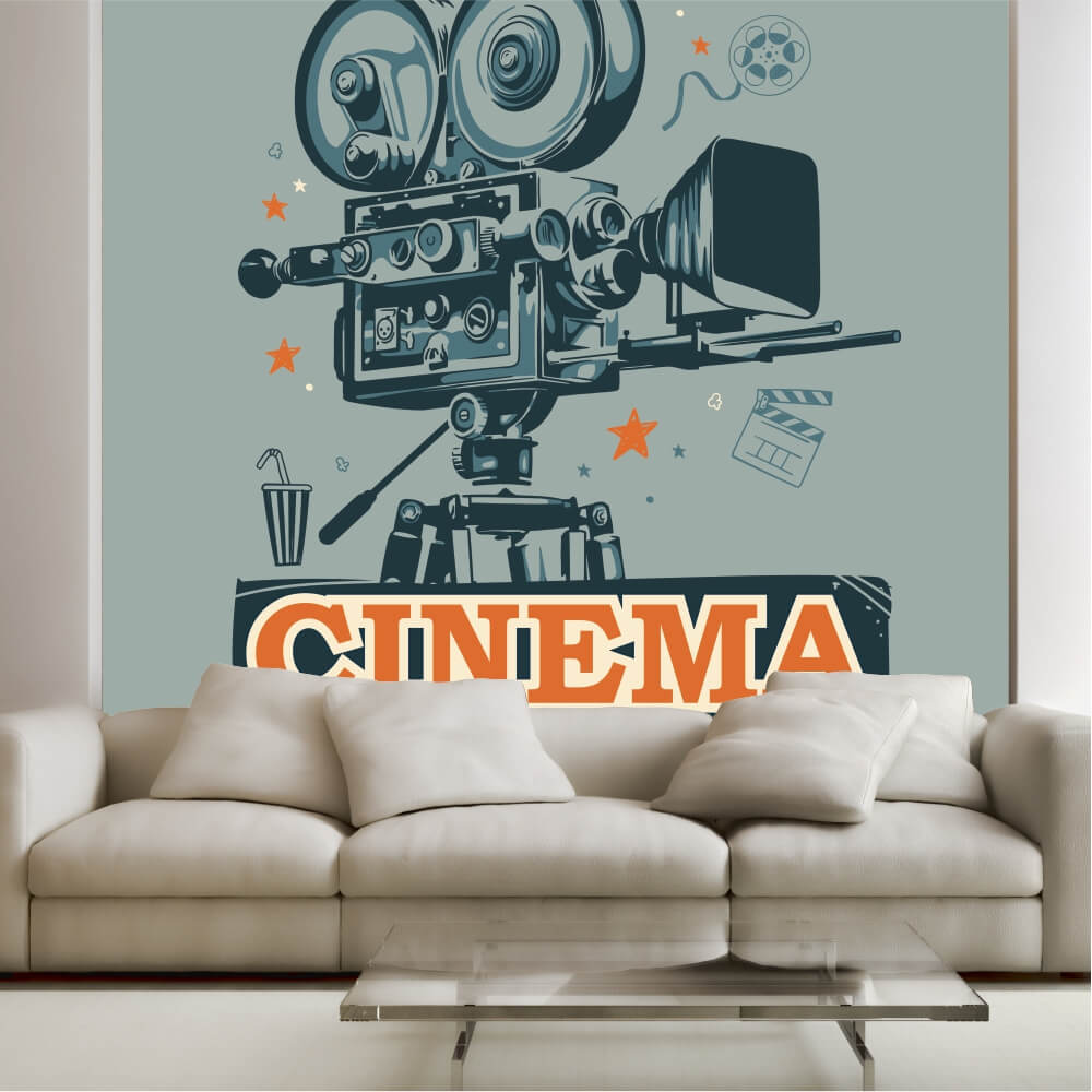 1000x1000 Cinema wallpaper, film camera, retro illustration 0459 online store