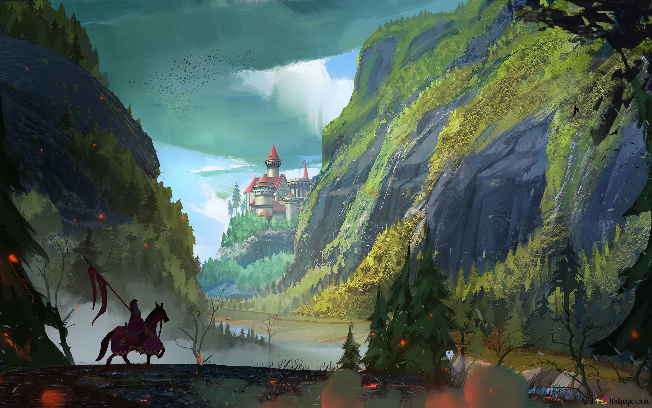 2560x1600 Knight Near Castle 4K wallpaper download