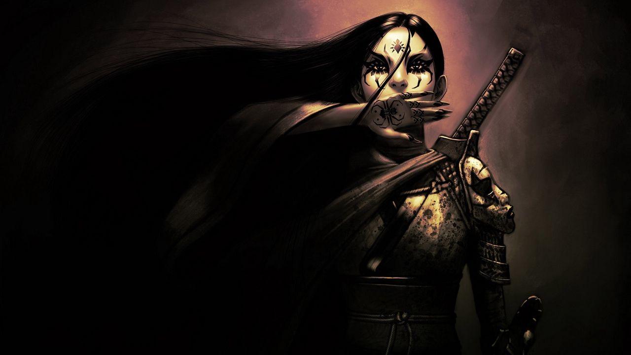 1280x720 Wallpaper girl, samurai, tattoos, hand, sword hd, picture, image