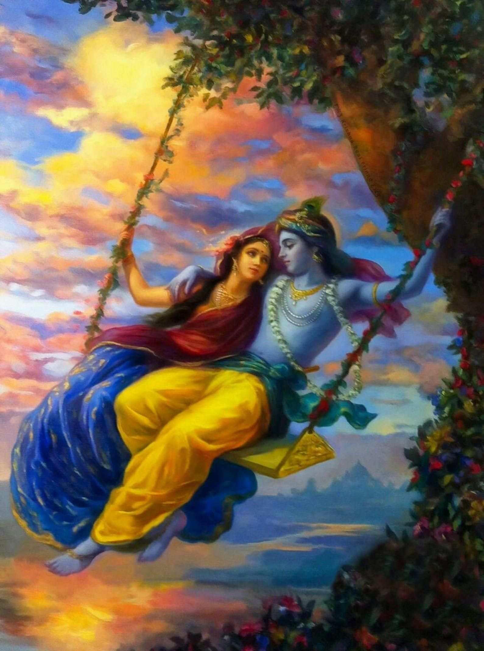 1590x2139 Krishna on Swing Wallpaper Classic Krishna Wallpaper Digital Download