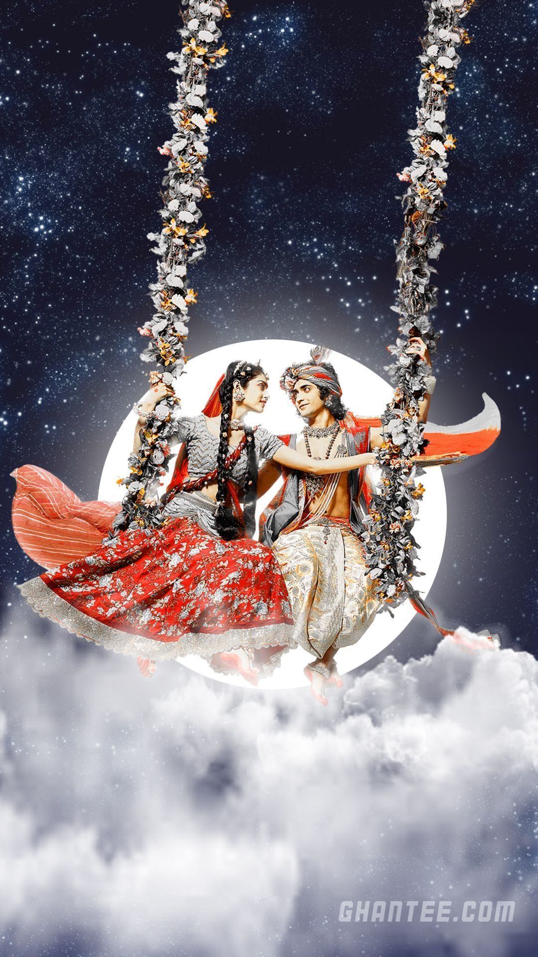 1080x1920 Radha Krishna On Swing Wallpaper Download