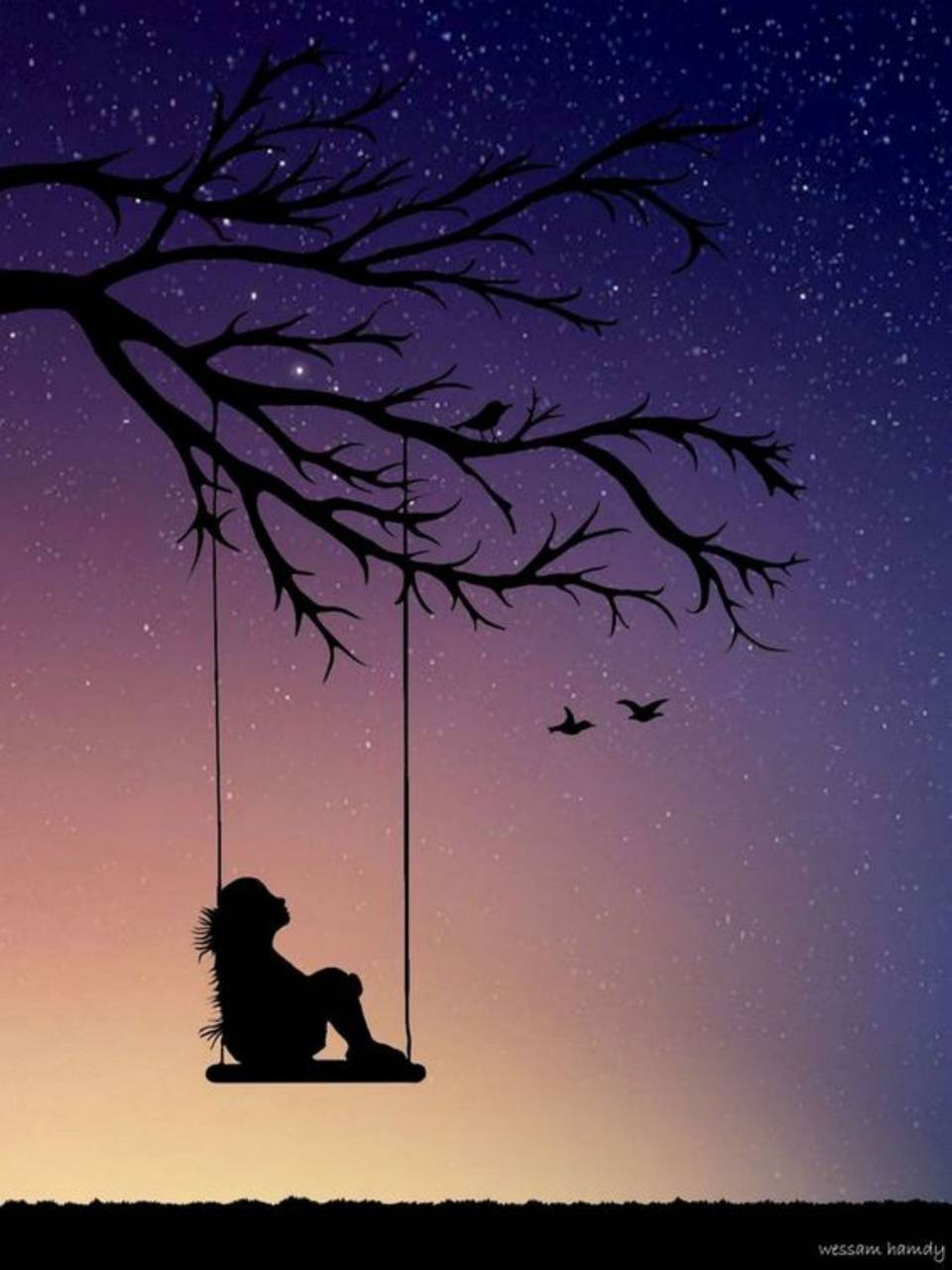 960x1280 Girl Swing Wallpaper