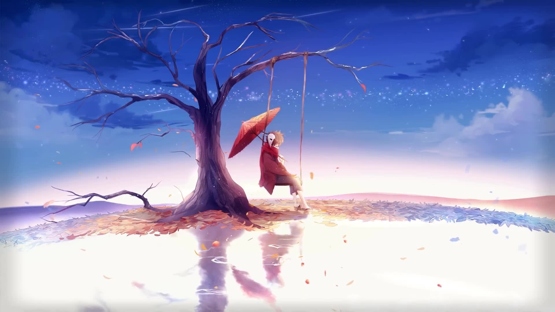 1920x1080 Swing Girl Umbrella Alone Anime, Loneliness on the Swing Live Wallpaperx1080 Gallery HD Live Wallpaper