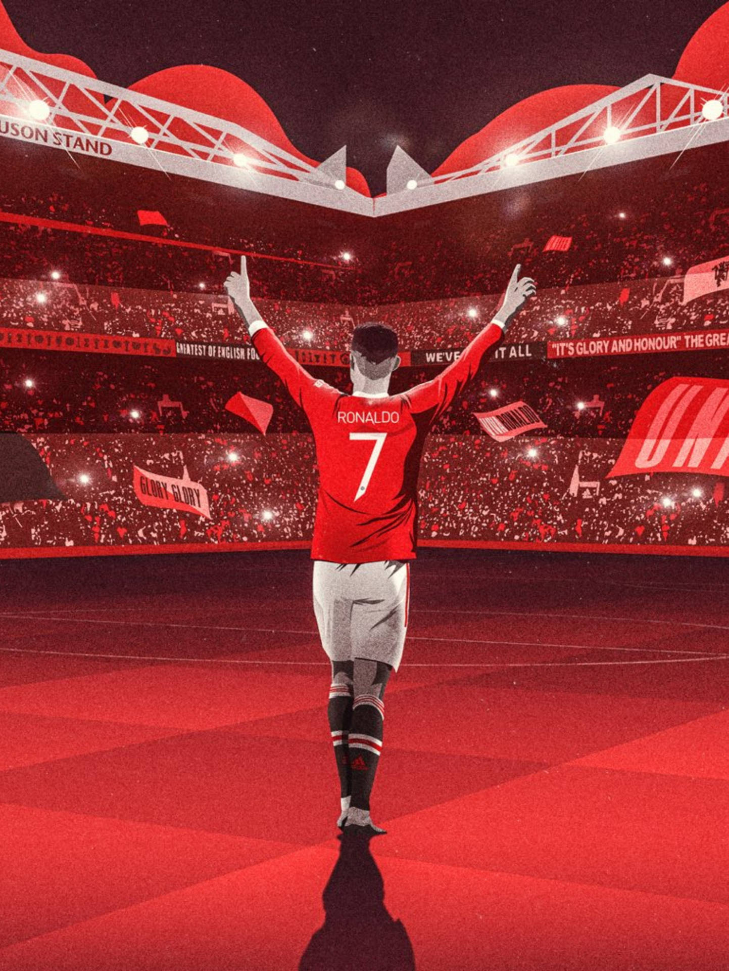 1443x1920 Download Cristiano Ronaldo Manchester United Red Stadium Wallpaper