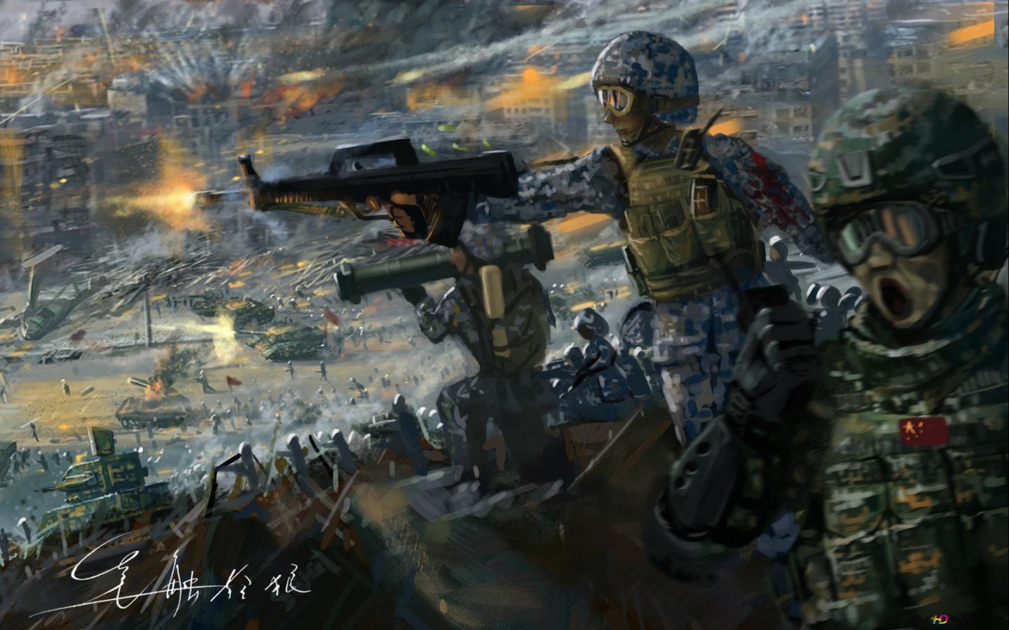 1440x900 Army In War 2K wallpaper download