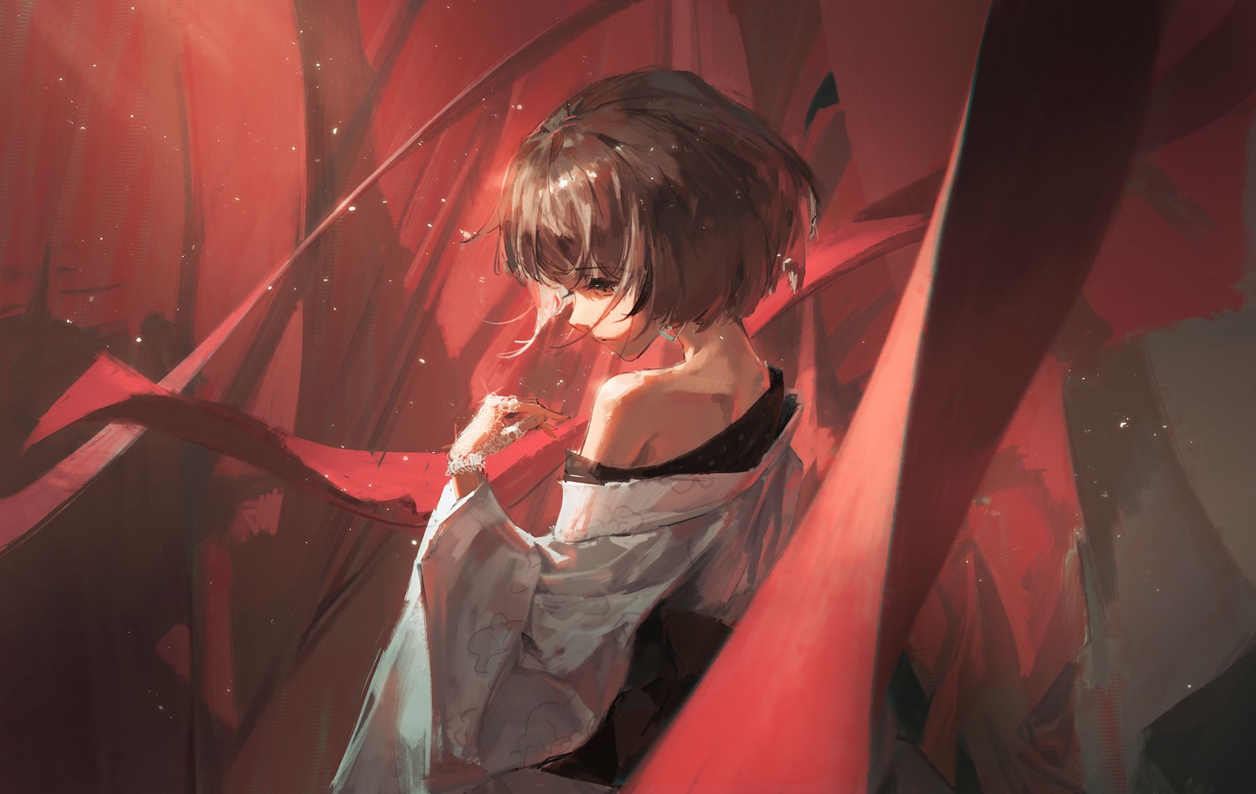 1800x1138 Anime Anime Girls Dino Art Artwork Hololive Virtual Youtuber Nanashi Mumei Brown Eyes Brunette Short Wallpaper:1800x1138