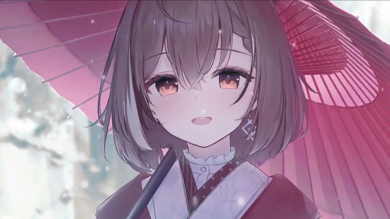 1280x720 Wallpaper Engine: Nanashi Mumei. (New Year Snow) (1080p) (60fps) (Slowed)
