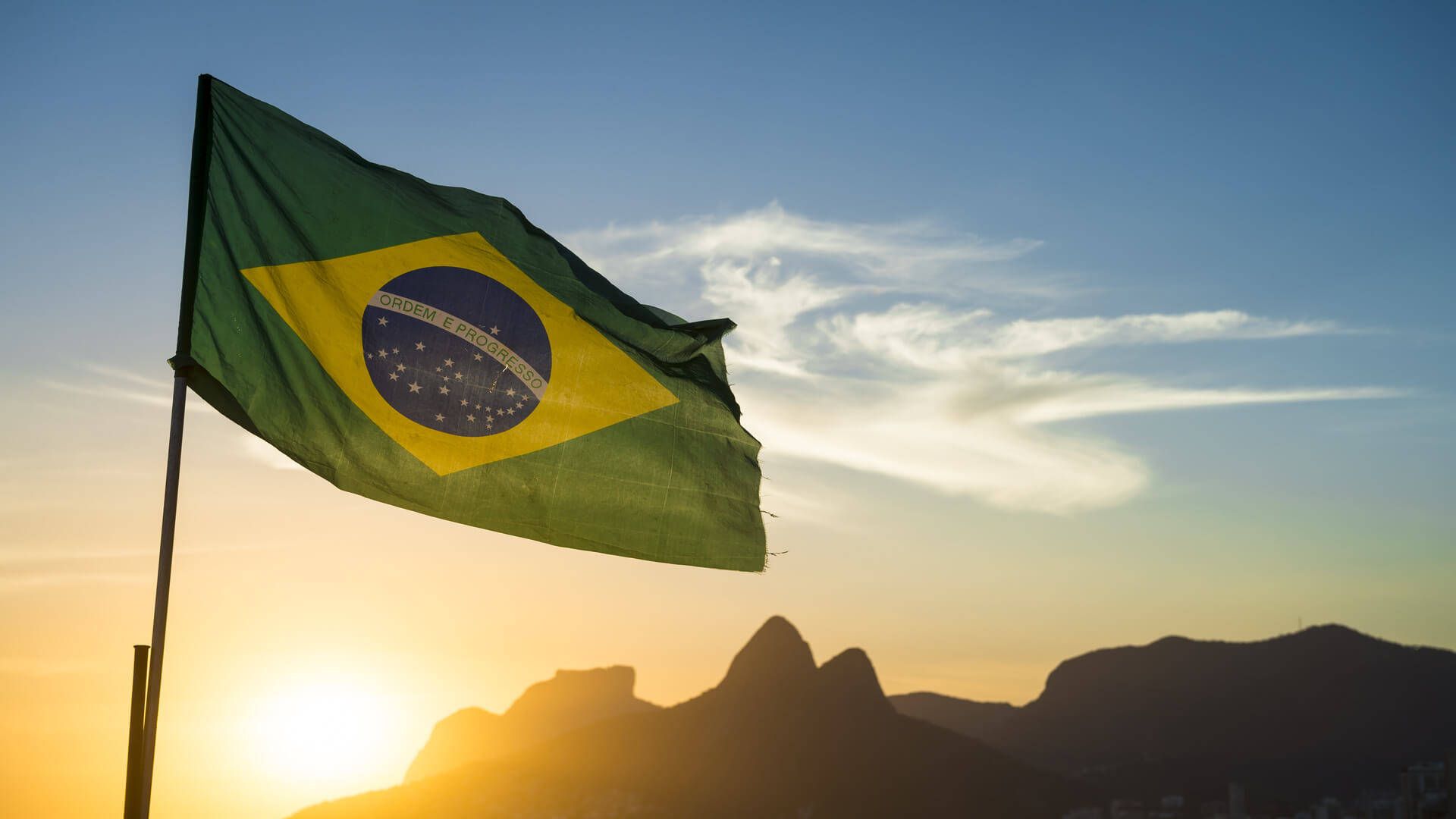 1920x1080 Download Brazil Flag In Sunrise Wallpaper