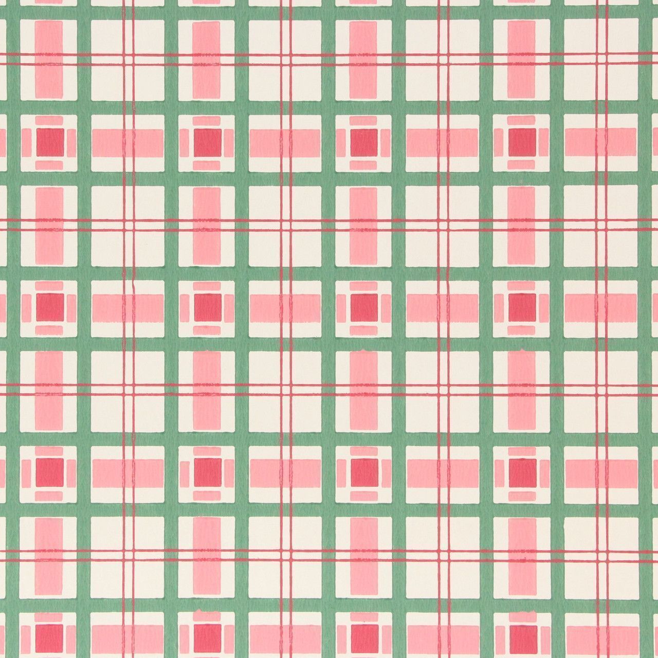 1280x1280 1950s Vintage Wallpaper Pink and Green Plaid's Vintage Wallpaper