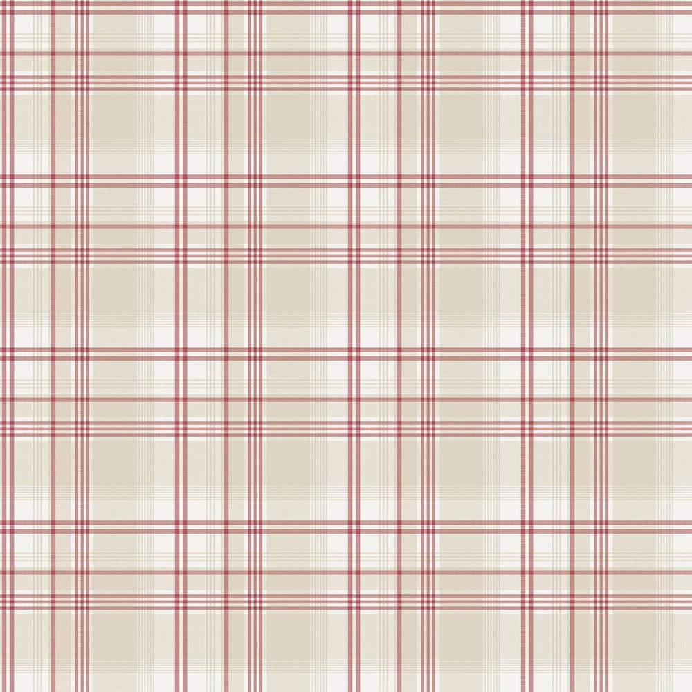 1000x1000 Red and Beige Kitchen Recipes Checkered Plaid Wallpaper G12276 Home Depot