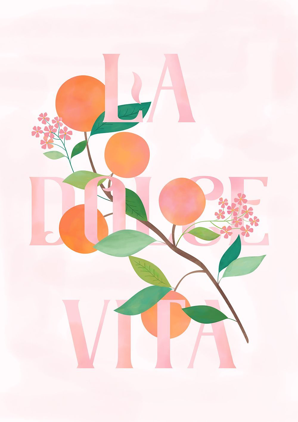 1000x1414 Carly Watts Art & Illustration: La Dolce Vita #poster #artprint #wallart # ladolcevita #typography #lettering #. Floral typography, Illustration art, Poster design
