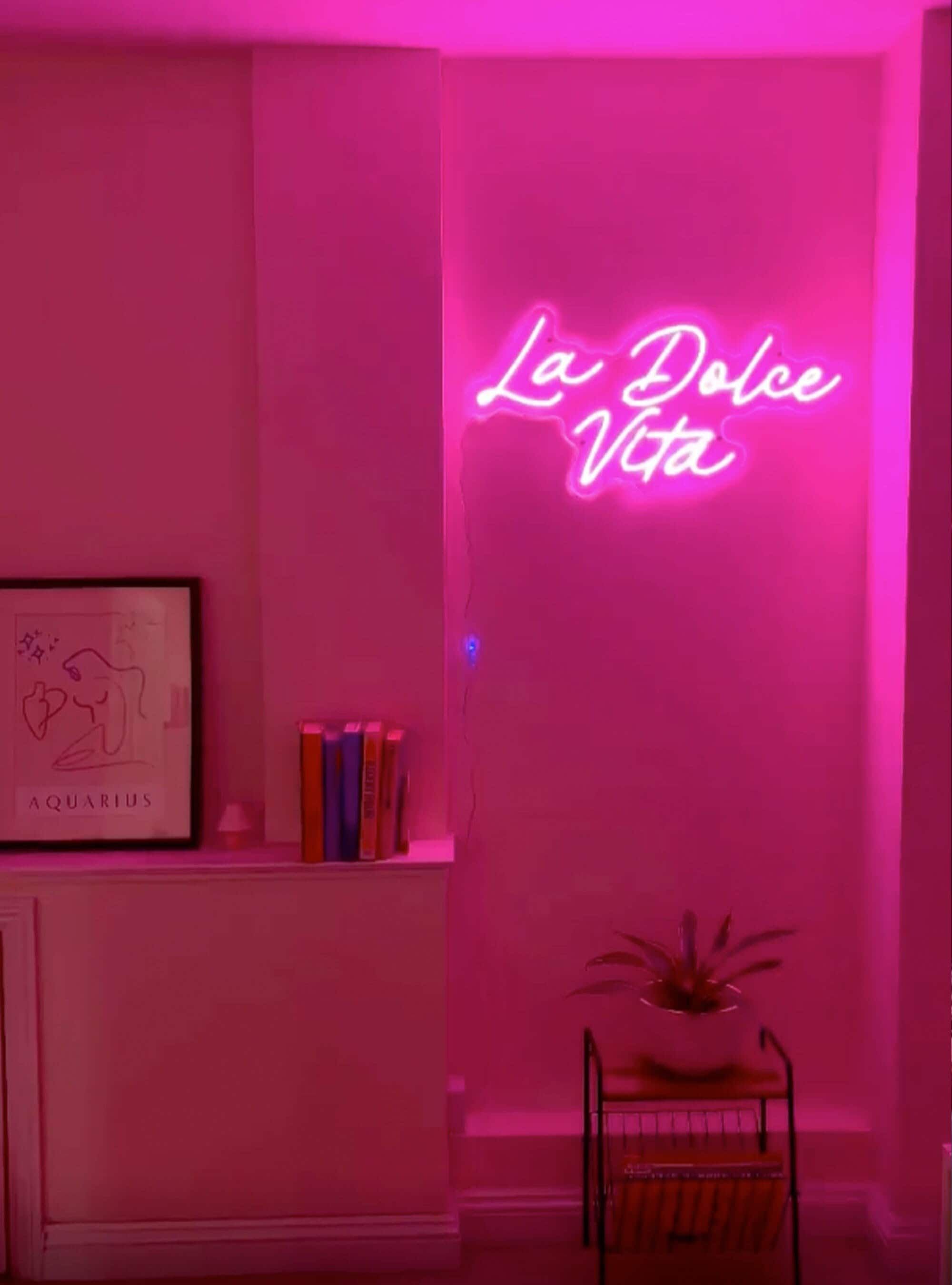 2000x2700 La Dolce Vita in Neon Lights Pink LED Illuminated Text Sign