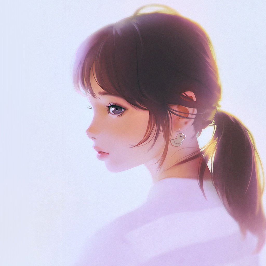 1024x1024 Girl Face Cute Ilya Kuvshinov Illustration Art iPad Wallpaper Free Download