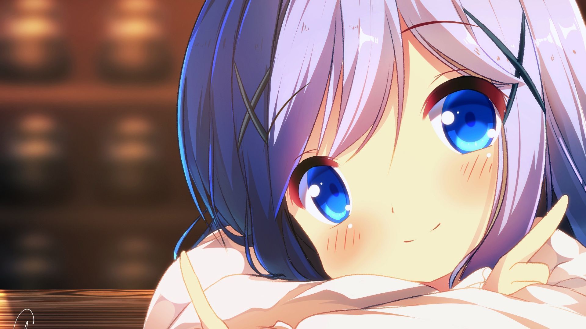 1920x1080 Desktop Wallpaper Cute Face Of Anime Girl, Blue Eyes, Original, HD Image, Picture, Background, 05cd8f