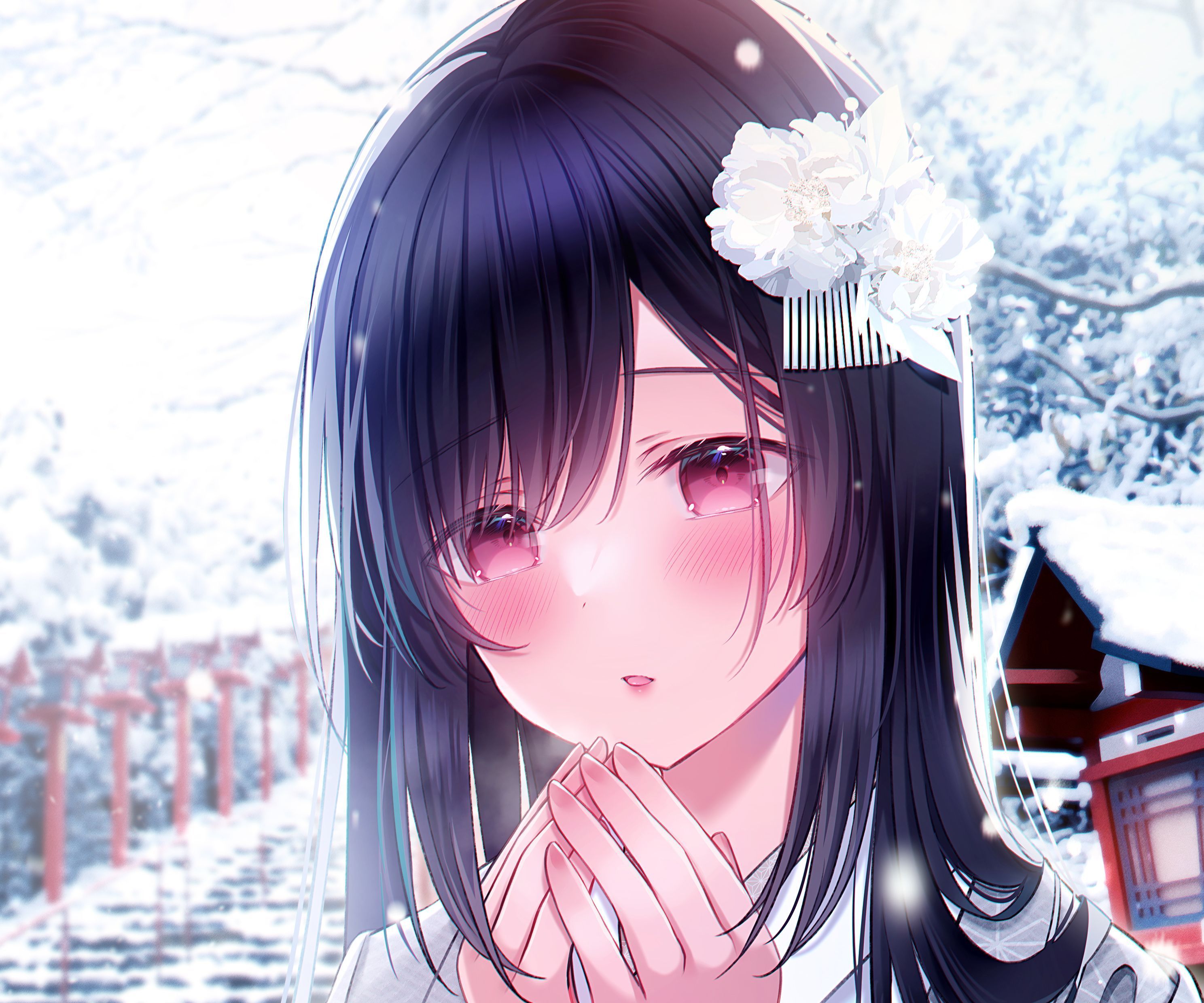 2976x2480 Mobile wallpaper: Anime, Girl, Face, Blush, 1060164 download the picture for free