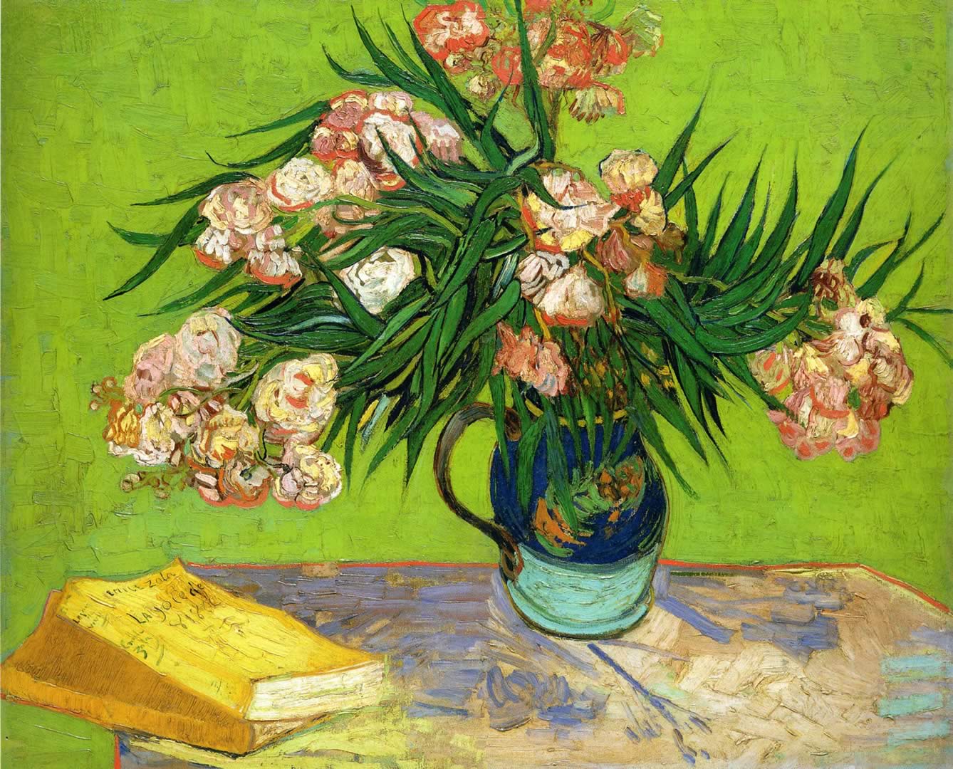 1338x1080 Still Life Vase With Oleanders And Books Van Gogh
