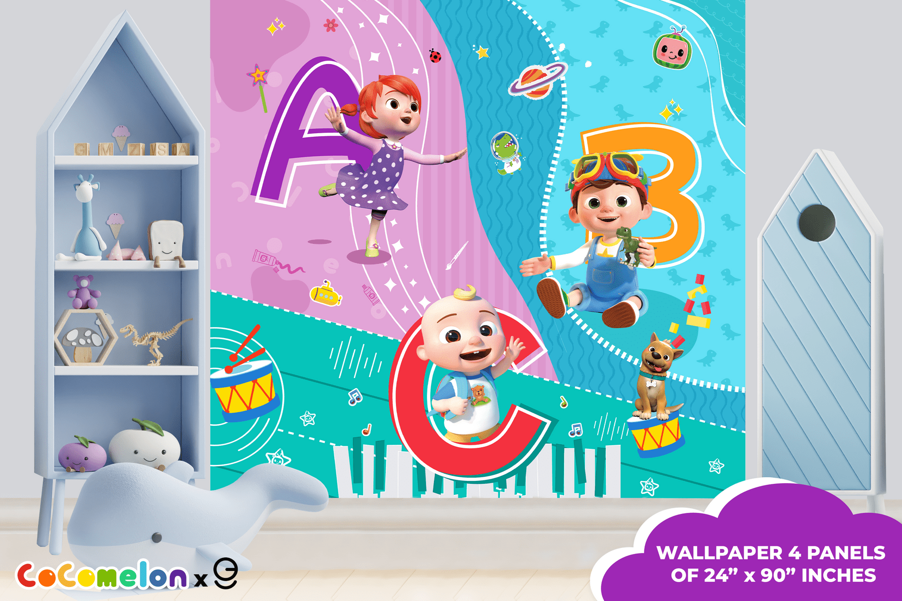 1800x1200 CoComelon JJ and His Friends Peel and Stick Wallpaper X CoComelo