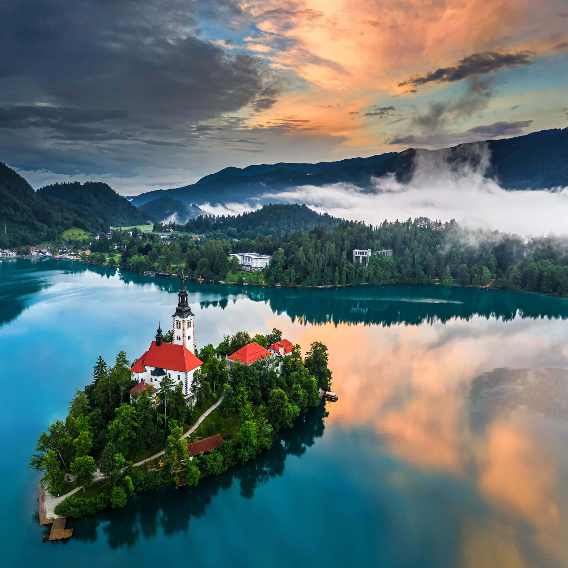 1920x1920 Download The Tear Shaped Island At Lake Bled Wallpaper