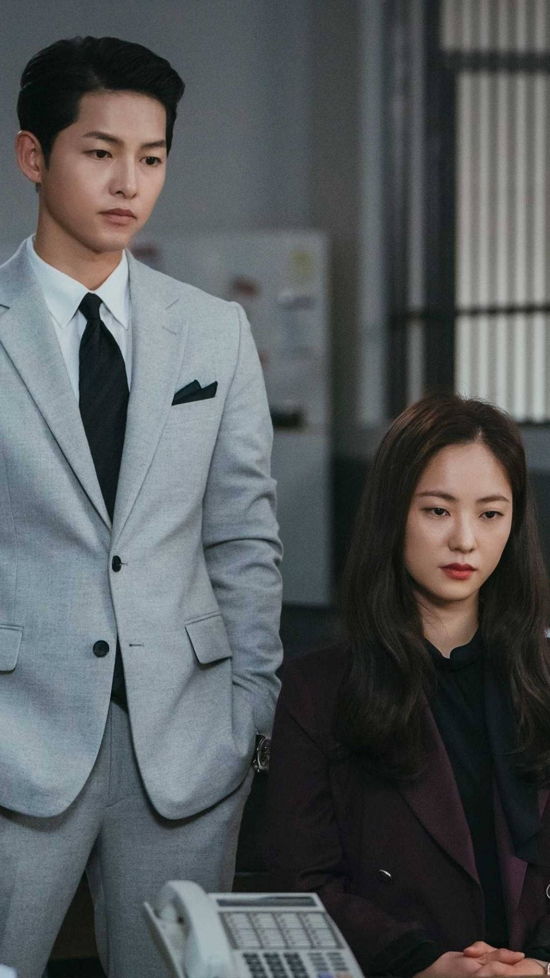 1080x1920 Download Caption: Vincenzo Cassano and Hong Cha Young Drama Duo Wallpaper