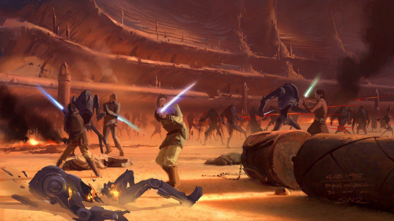 1280x720 Star Wars Holocron on X: Battle of Geonosis concept art / X