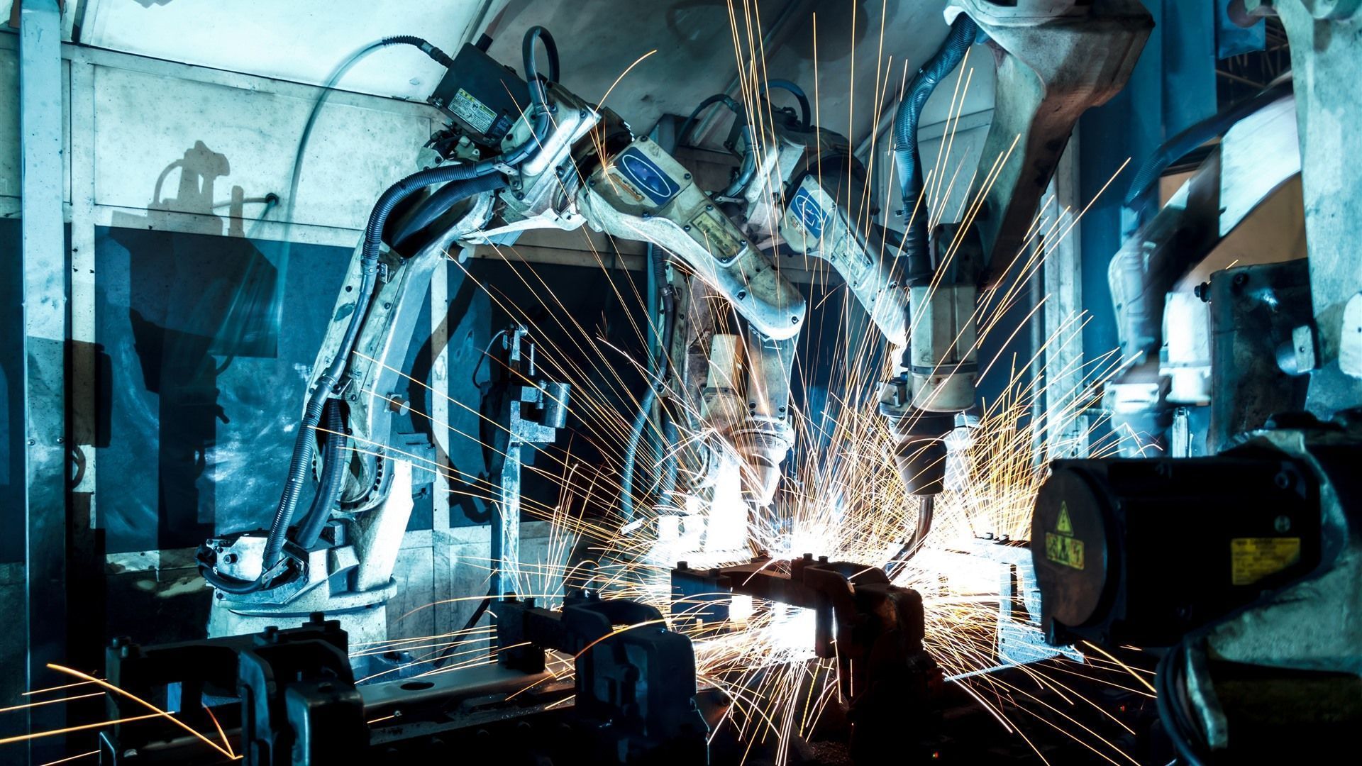 1920x1080 Wallpaper Industrial robot, machine, precision, sparks, welder 3840x2160 UHD 4K Picture, Image