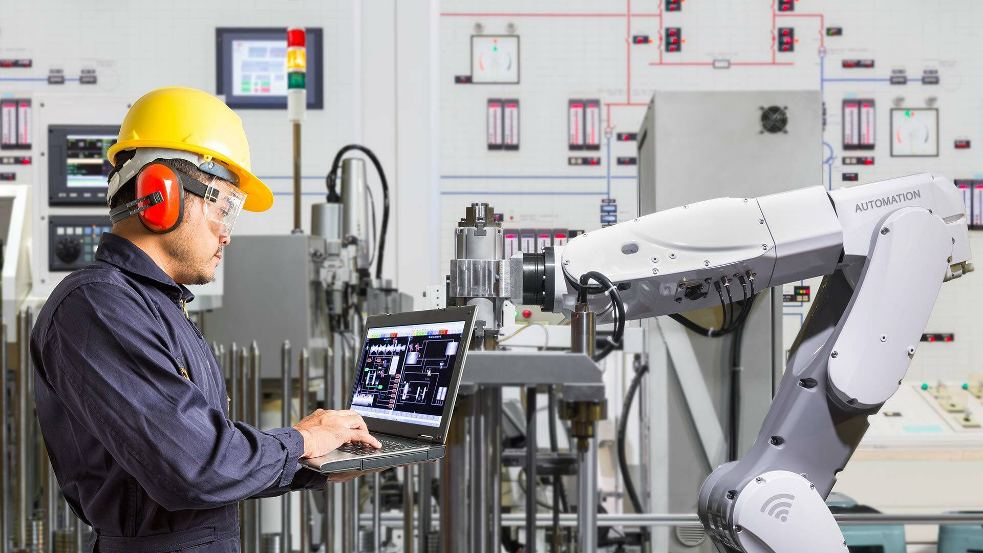 1920x1080 Download Automotive Manufacturing Robot Engineer Maintenance Wallpaper