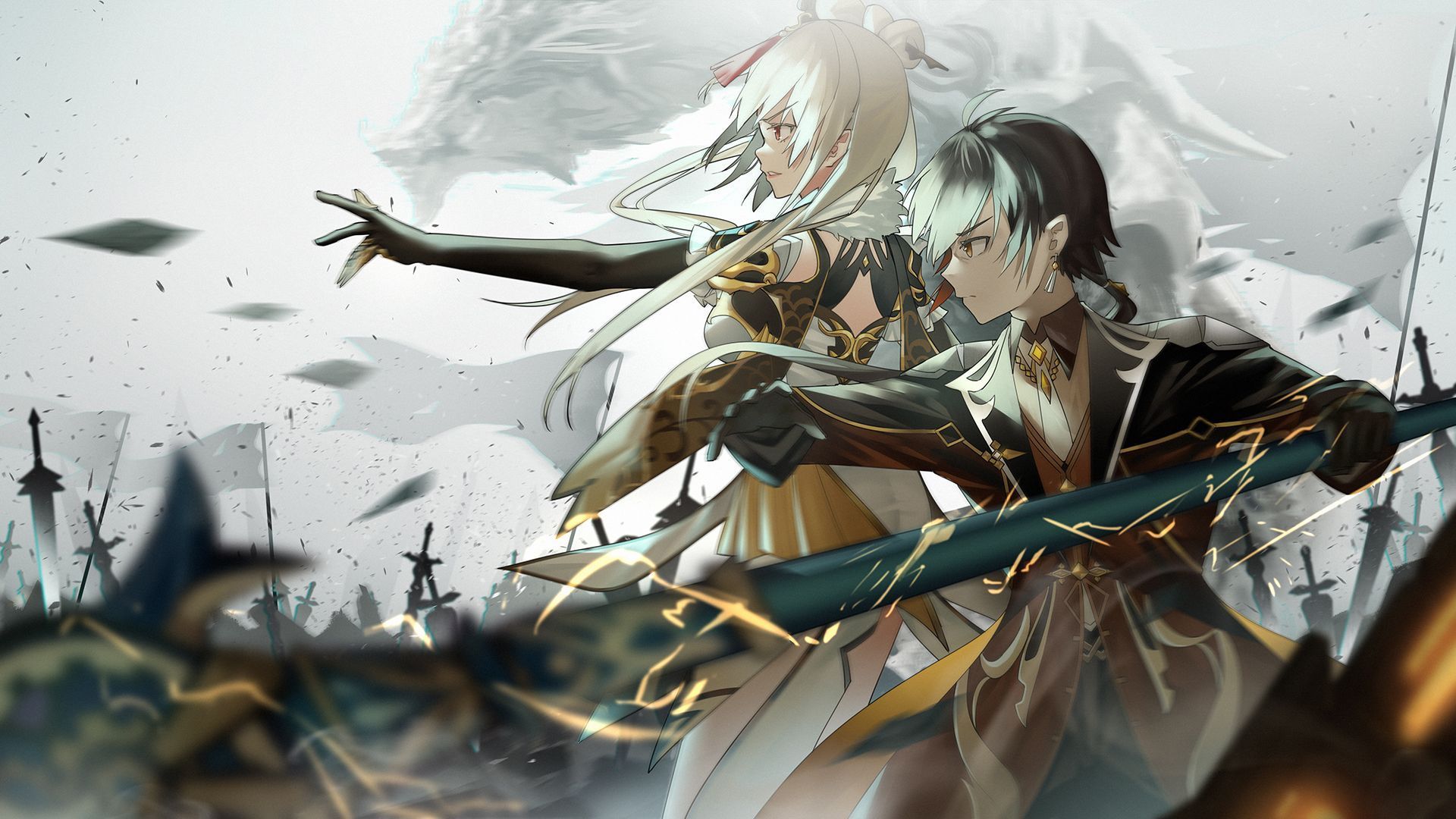 1920x1080 Zhongli Genshin Impact Ningguang Genshin Impact Wallpaper:1920x1080