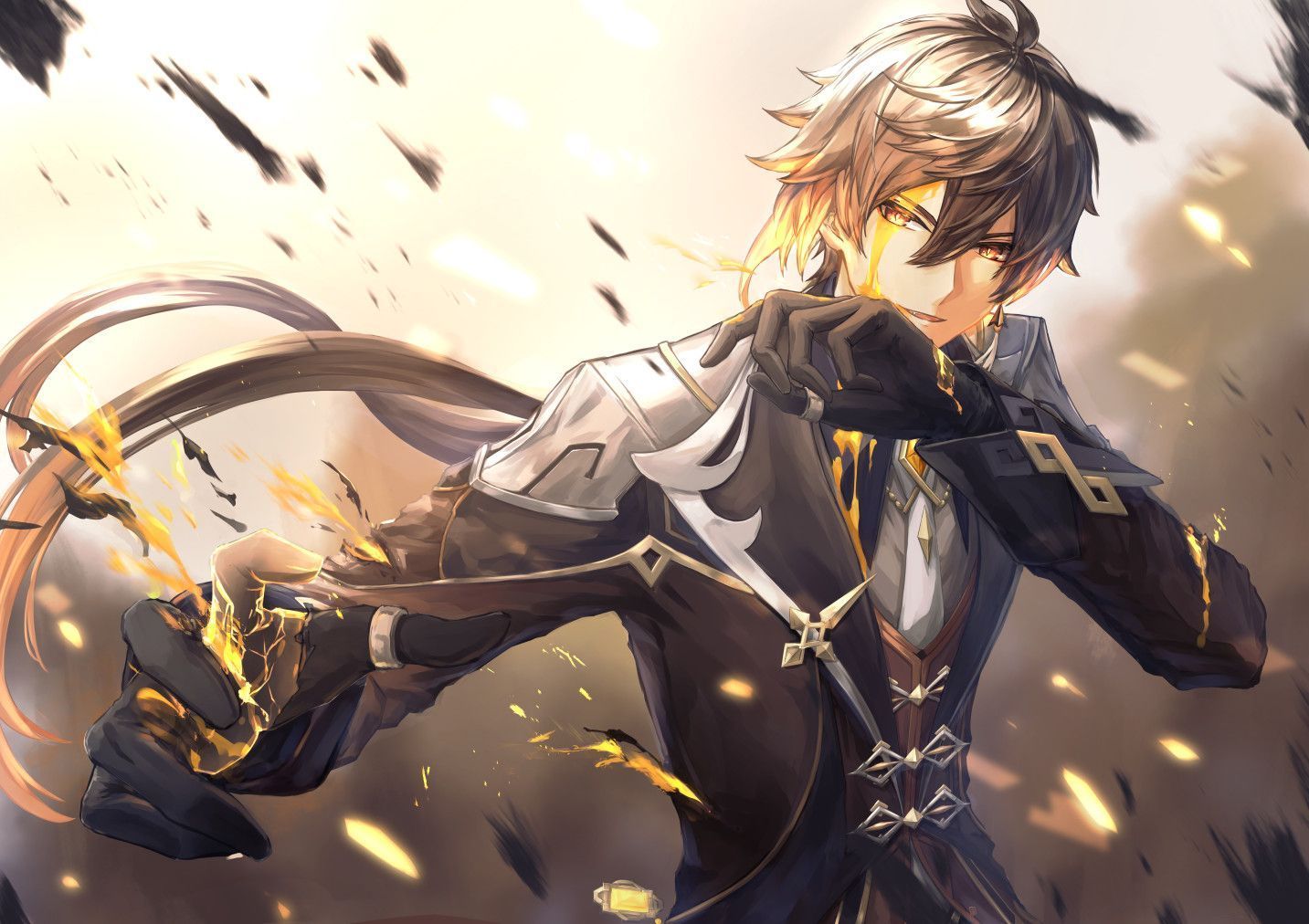 1433x1012 zhongli (genshin impact) drawn