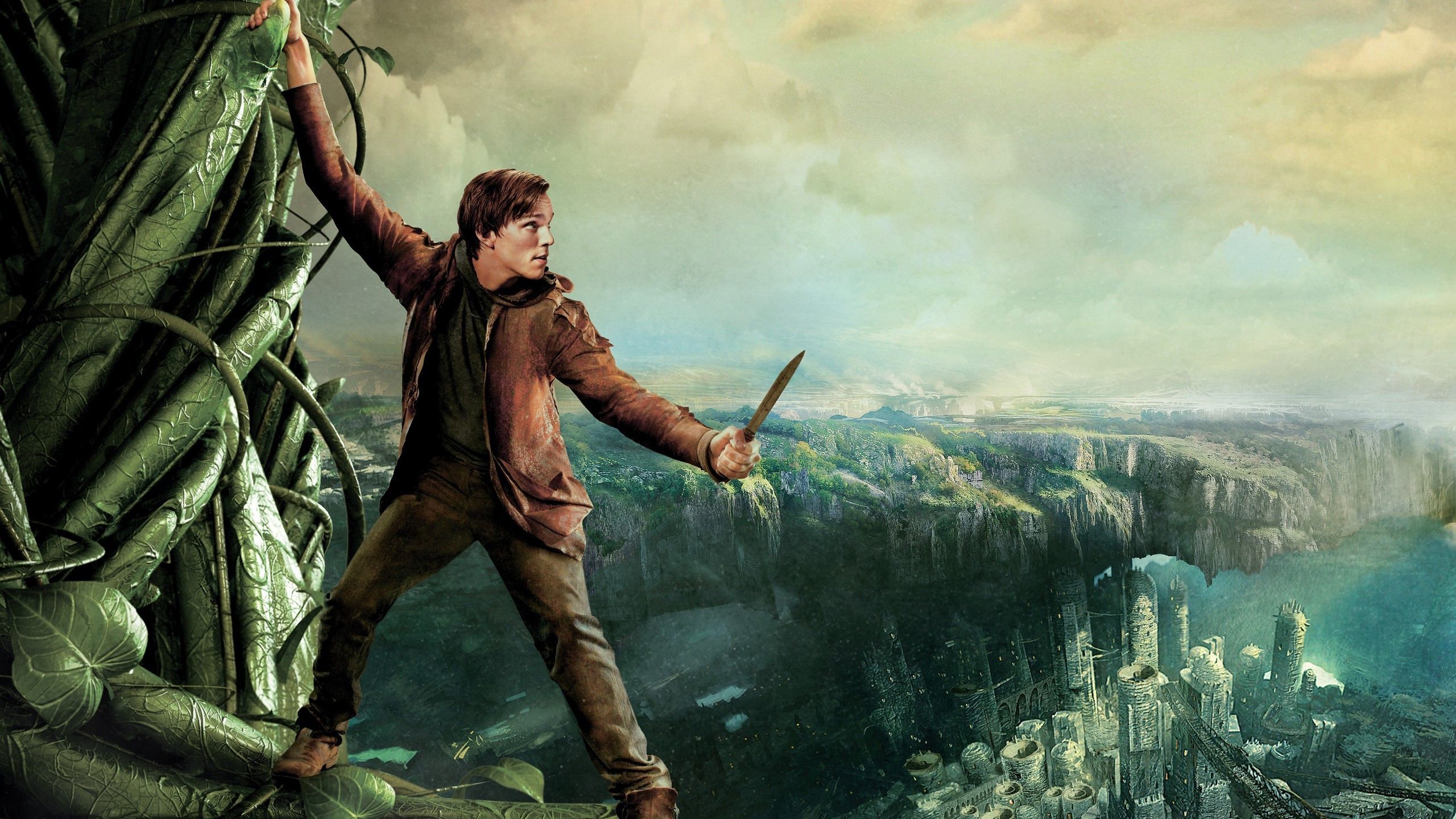 2560x1440 Download wallpaper tale, Jack the giant Slayer, Nicholas Hoult, Jack the Giant Slayer, Beanstalk, section films in resolution 2560x1440