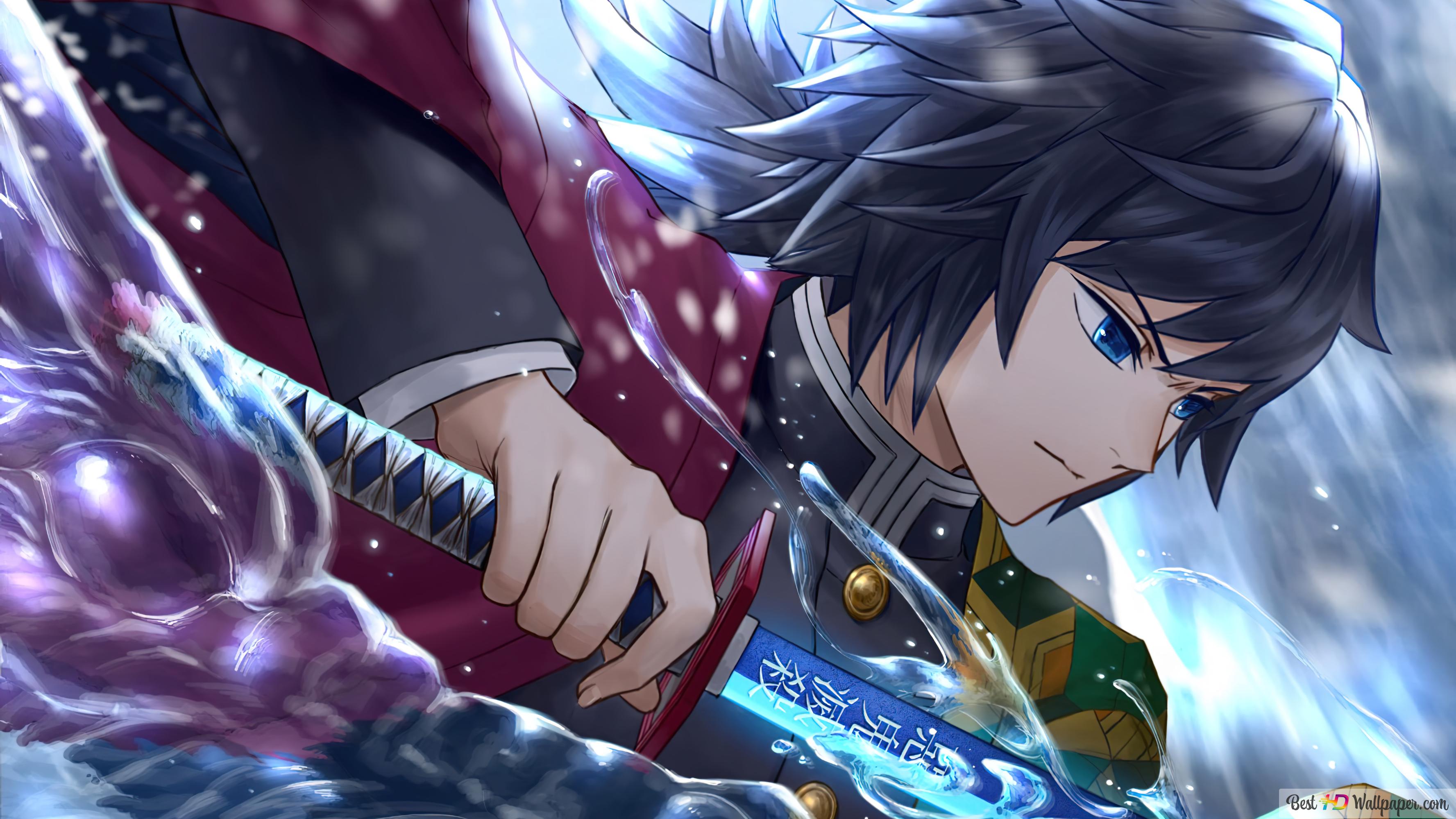 3554x1999 Demon Slayer : Giyu Tomioka Water Hashira 4K wallpaper download