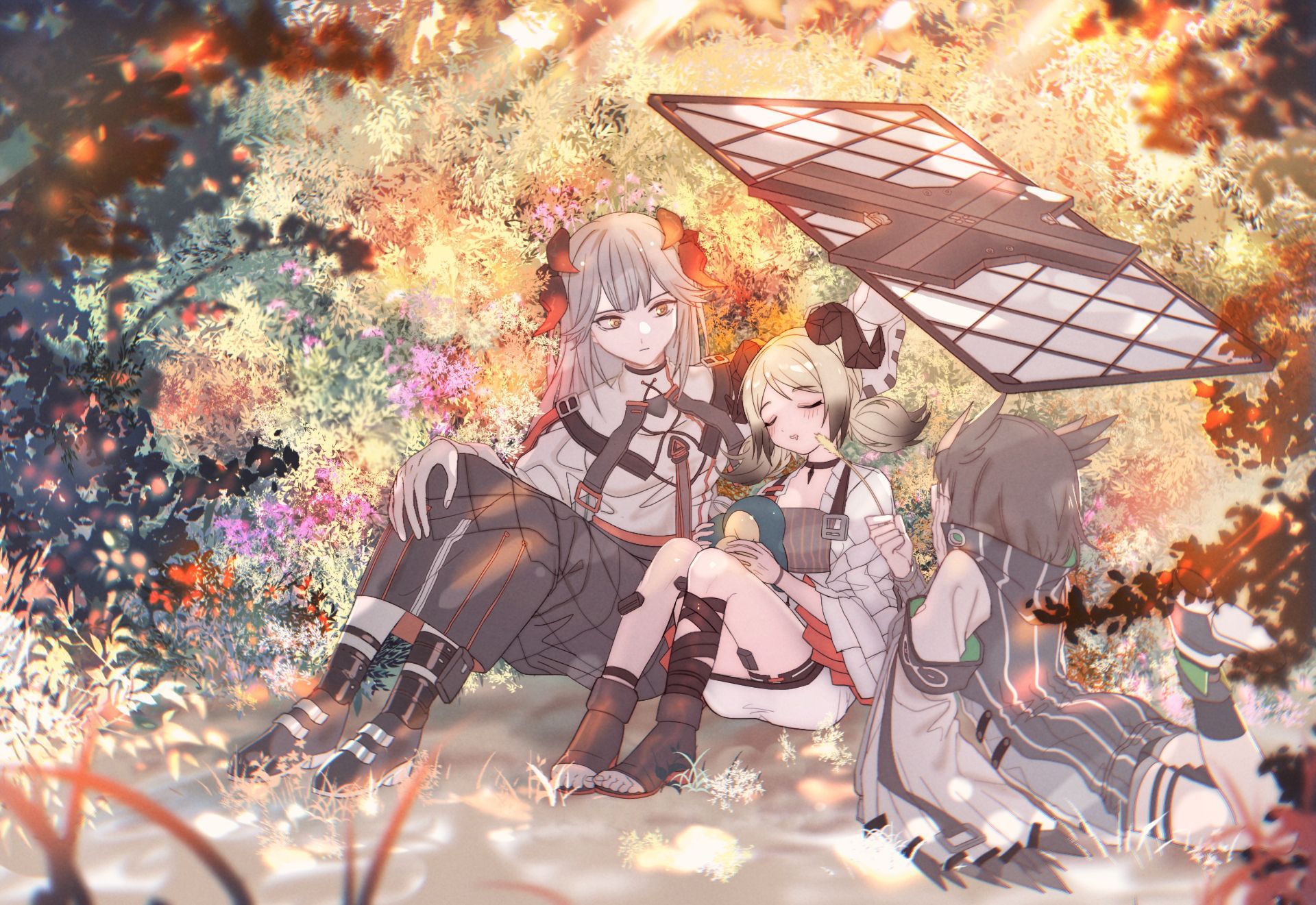 1920x1321 anime, anime girls, digital art, artwork, portrait, Arknights, saria (arknights), Ifrit(Arknights), Silence(Arknights)x1321 Wallpaper