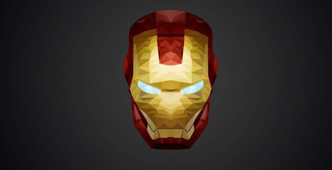 670x344 Wallpaper iron man, helmet, low poly, minimal desktop wallpaper, HD image, picture, background, f9e3f4