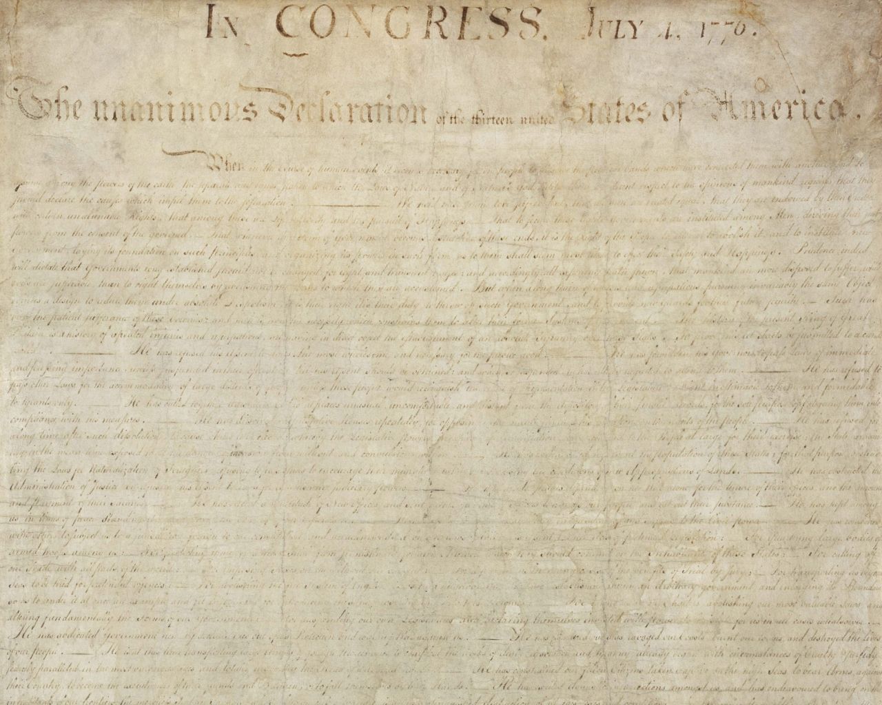 1280x1024 Declaration Of Independence Wallpaper