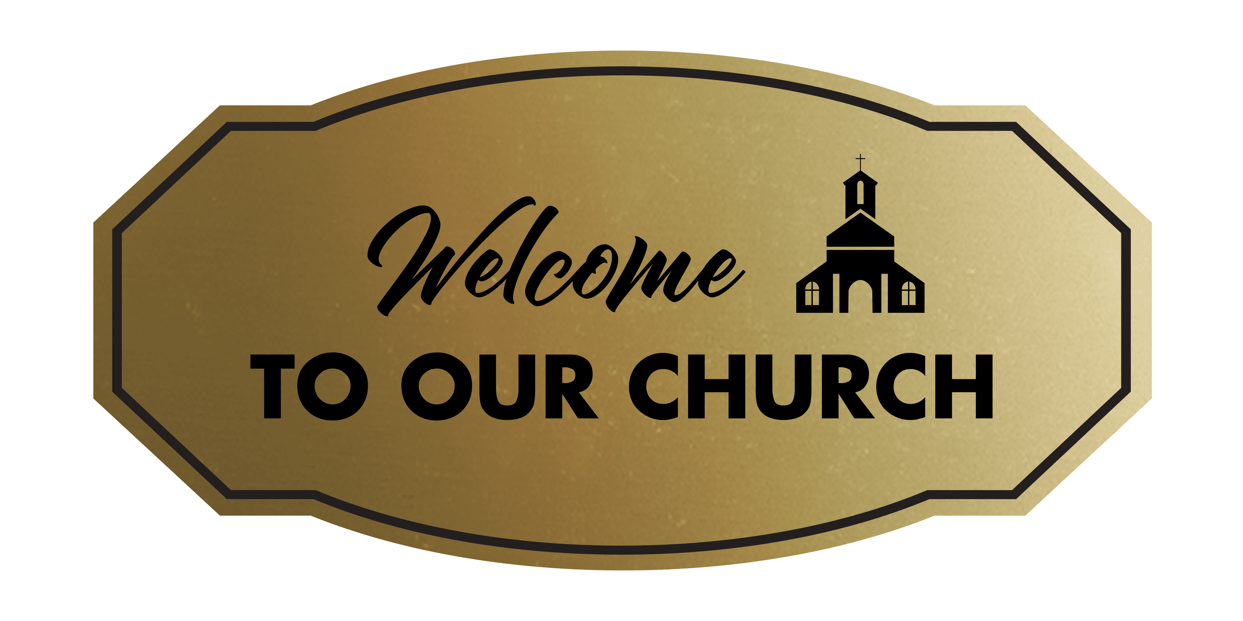 4168x2084 Victorian Welcome to Our Church Sign (Brushed Silver)