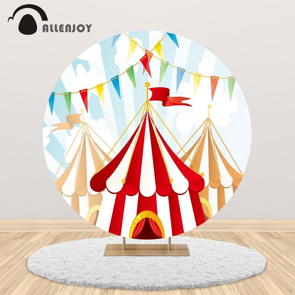 1000x1000 Allenjoy Circus Tent Round Background Circle Backdrop Cover Carnival Party Event Birthday Decor Photocall Wallpaper Photozone