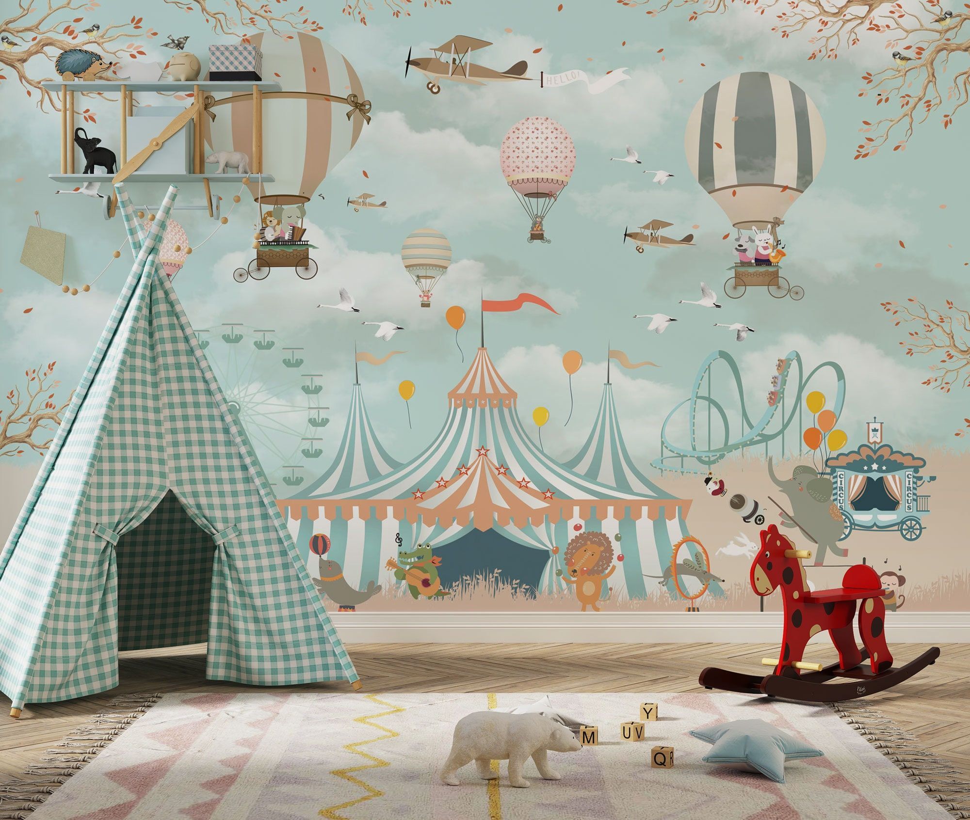2000x1692 Circus for Kids Hot Air Balloon Kids Wallpaper Circus