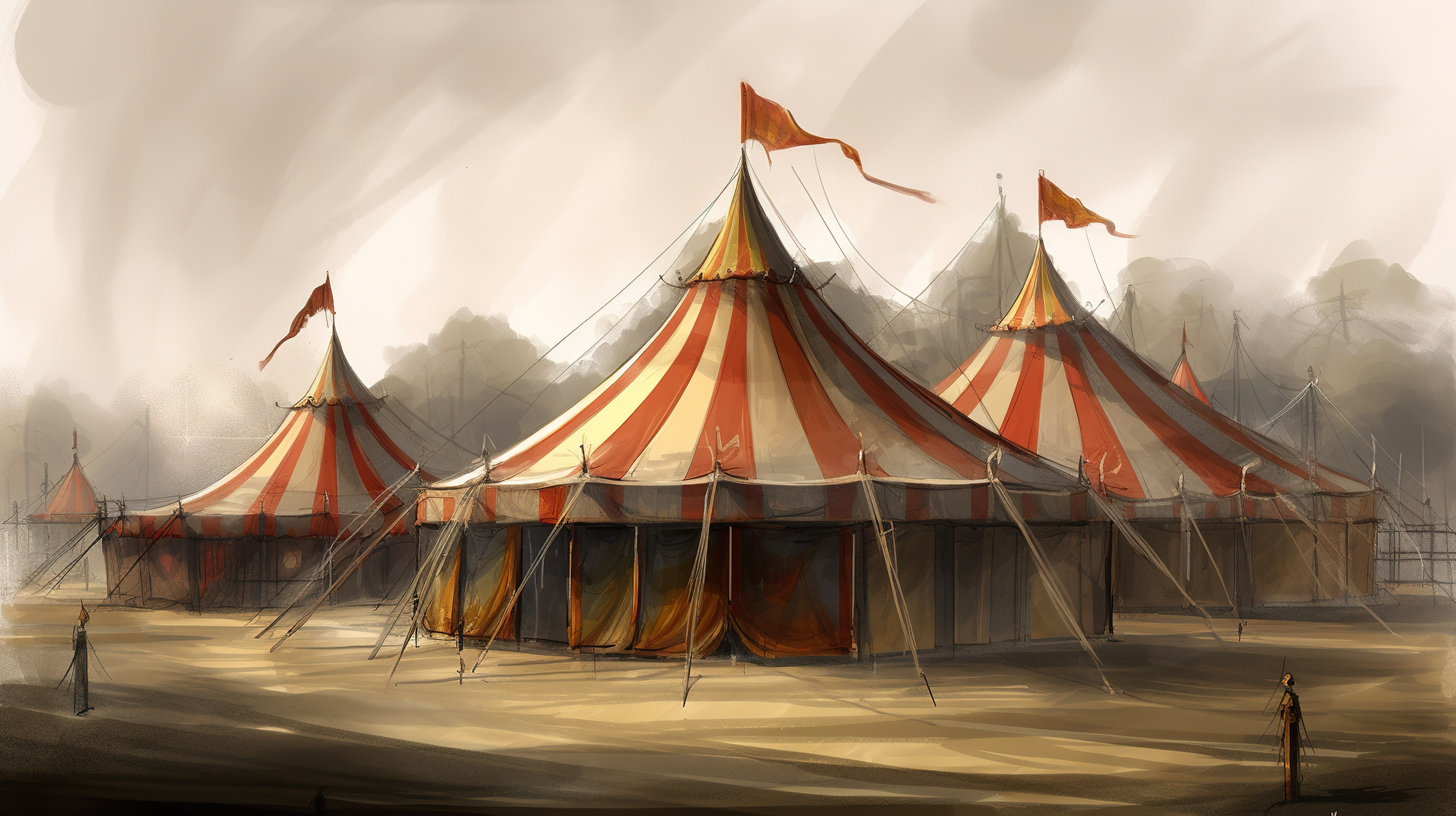 5824x3264 Painting Of Circus Tents By Mads Hölk Background, Circus Tent Picture Background Image And Wallpaper for Free Download