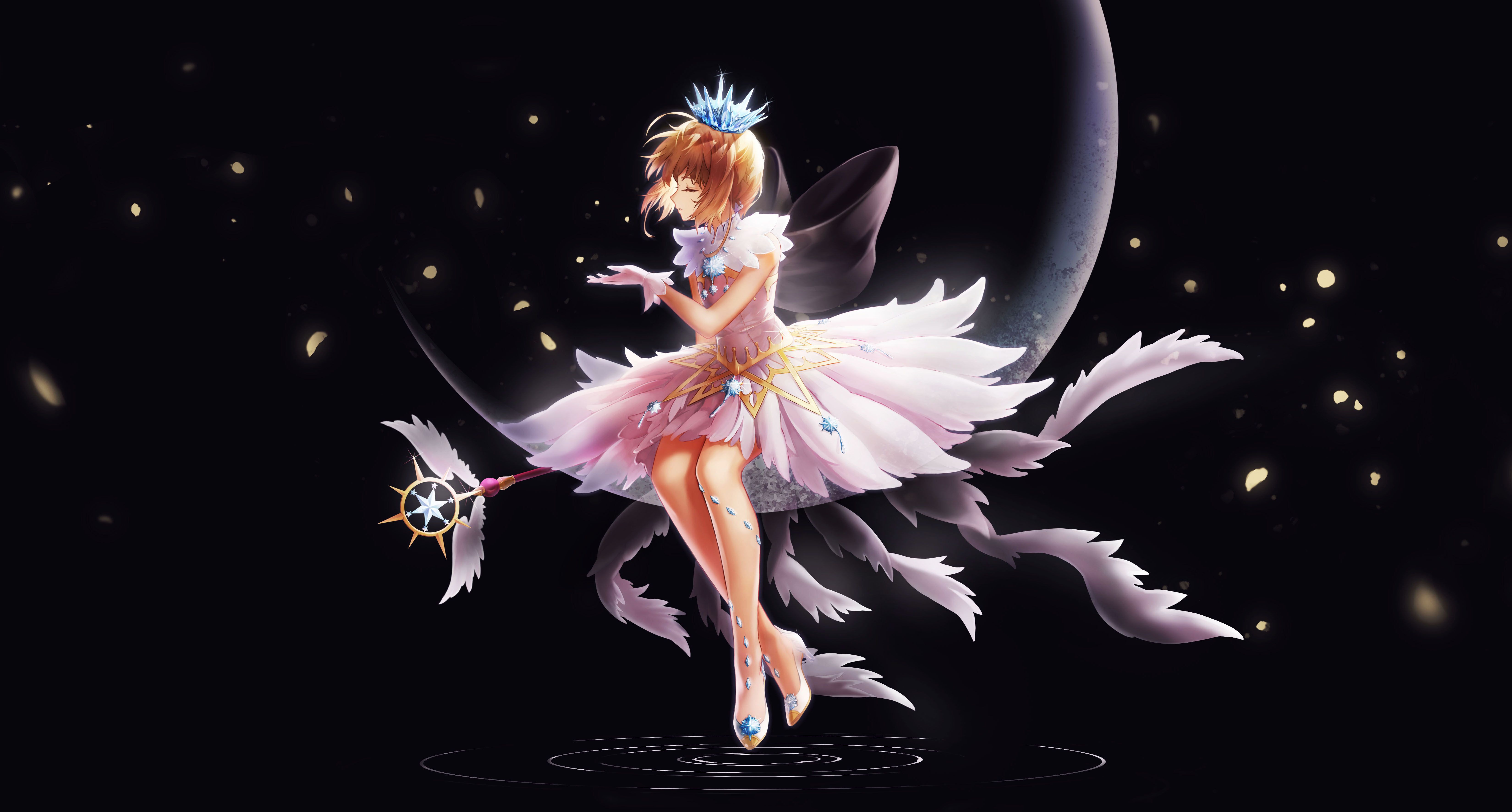 6599x3543 5K, Dark background, Anime girl, 4K, Angel, Cardcaptor Sakura Gallery HD Wallpaper