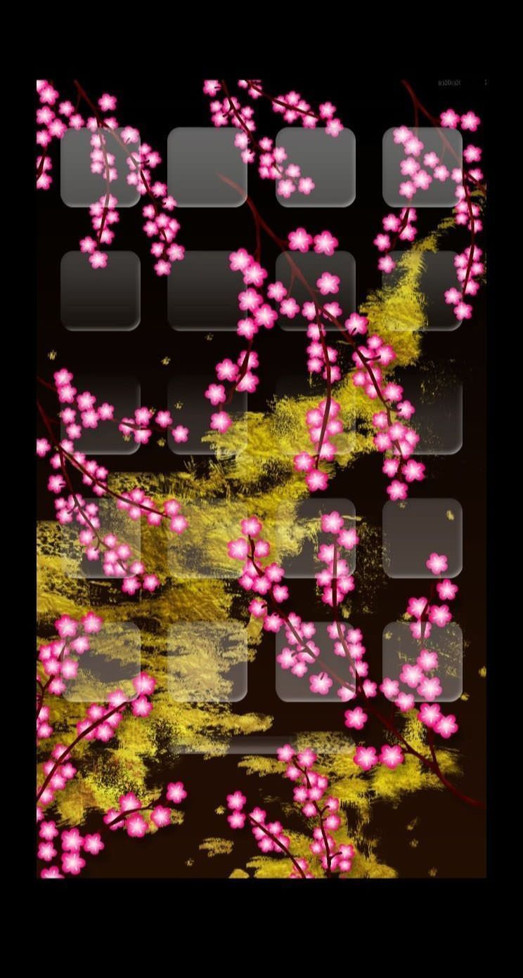 744x1392 shelf black sakura. wallpaper.sc iPhone5s, SE