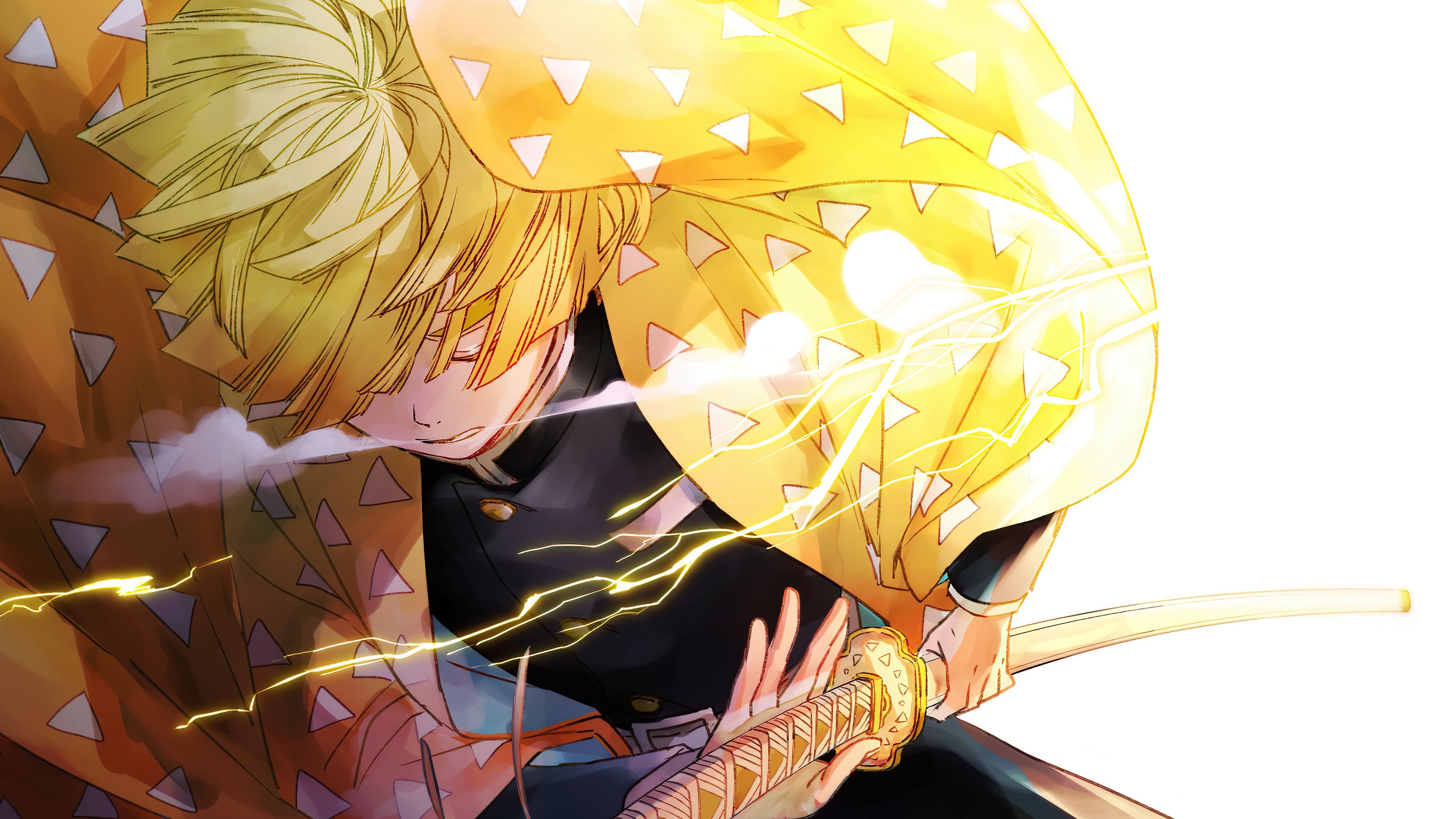 3840x2160 Zenitsu Agatsuma, Breath of Thunder, Kimetsu no Yaiba, 4K Gallery HD Wallpaper