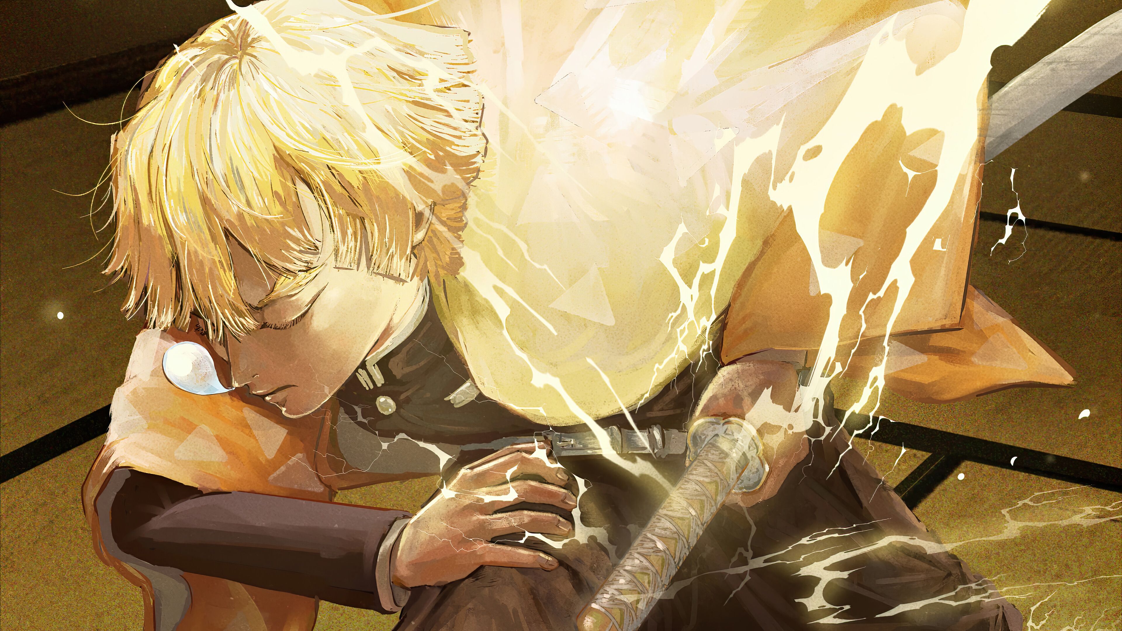 3840x2160 Zenitsu, Breath of Thunder, Kimetsu no Yaiba, 4K Gallery HD Wallpaper