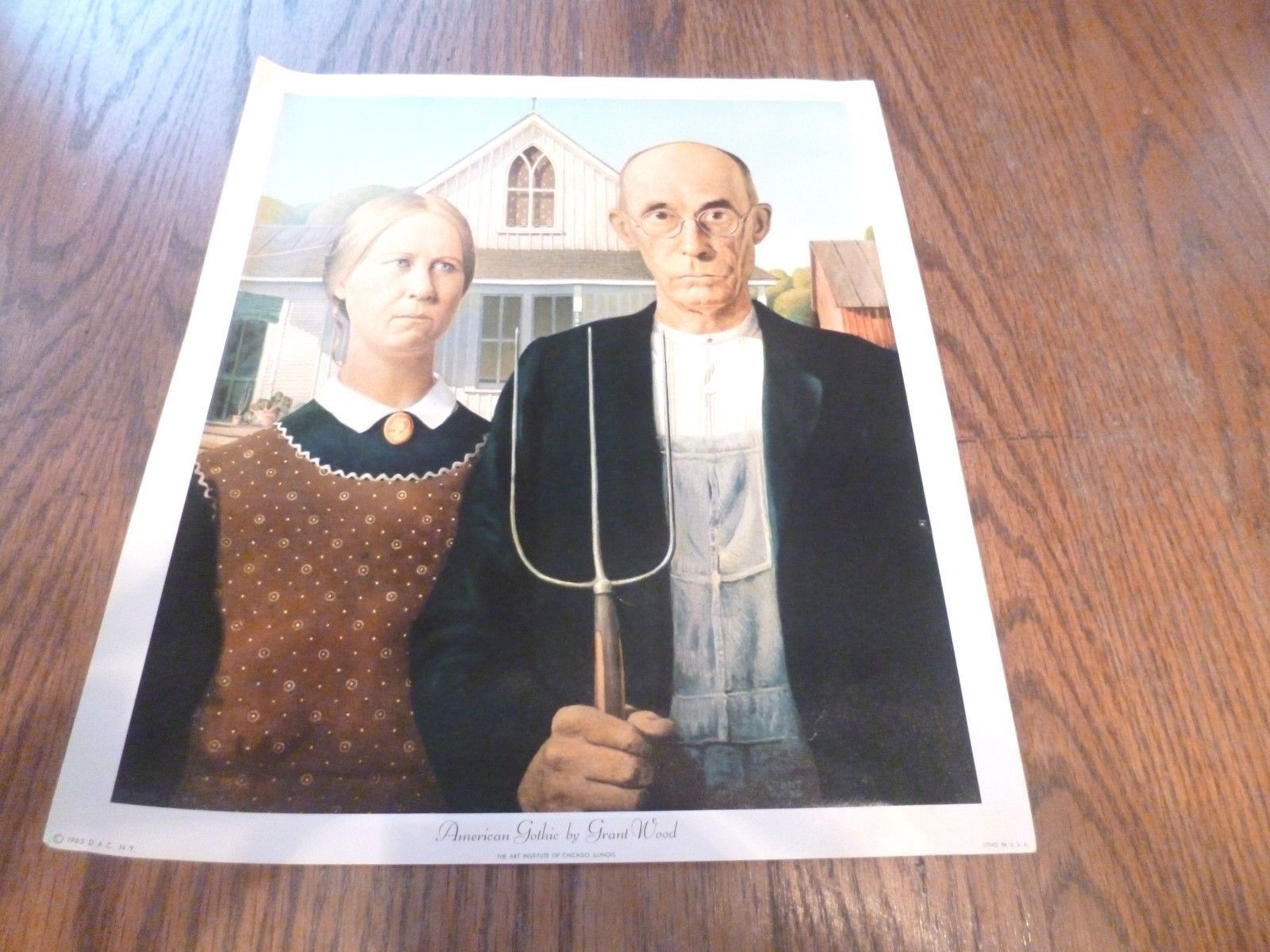 1600x1200 American Gothic by Grant Wood 1963 10x12 Litho Art Institute of Chicago