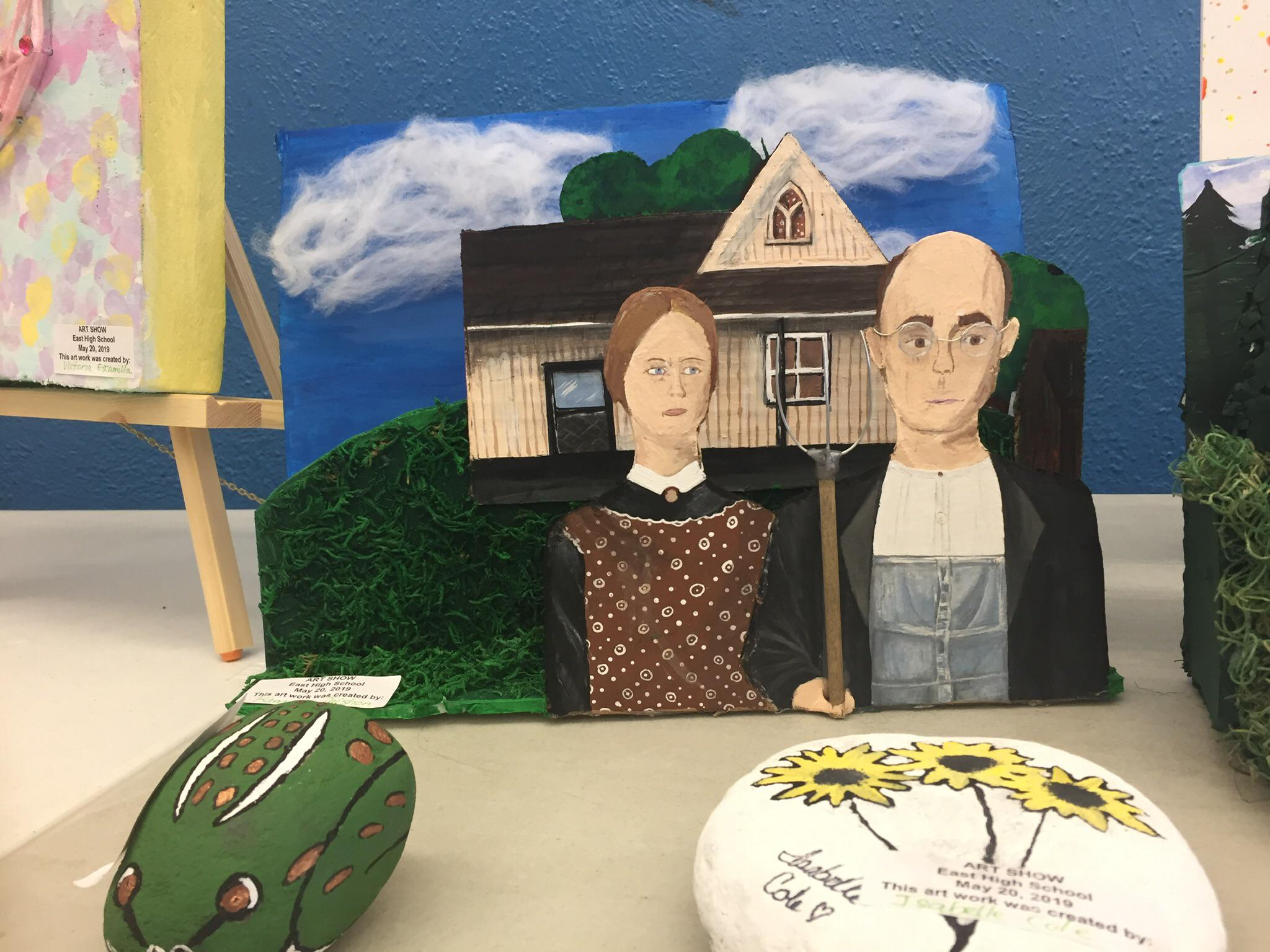 2048x1536 3D American Gothic painted on cardboard
